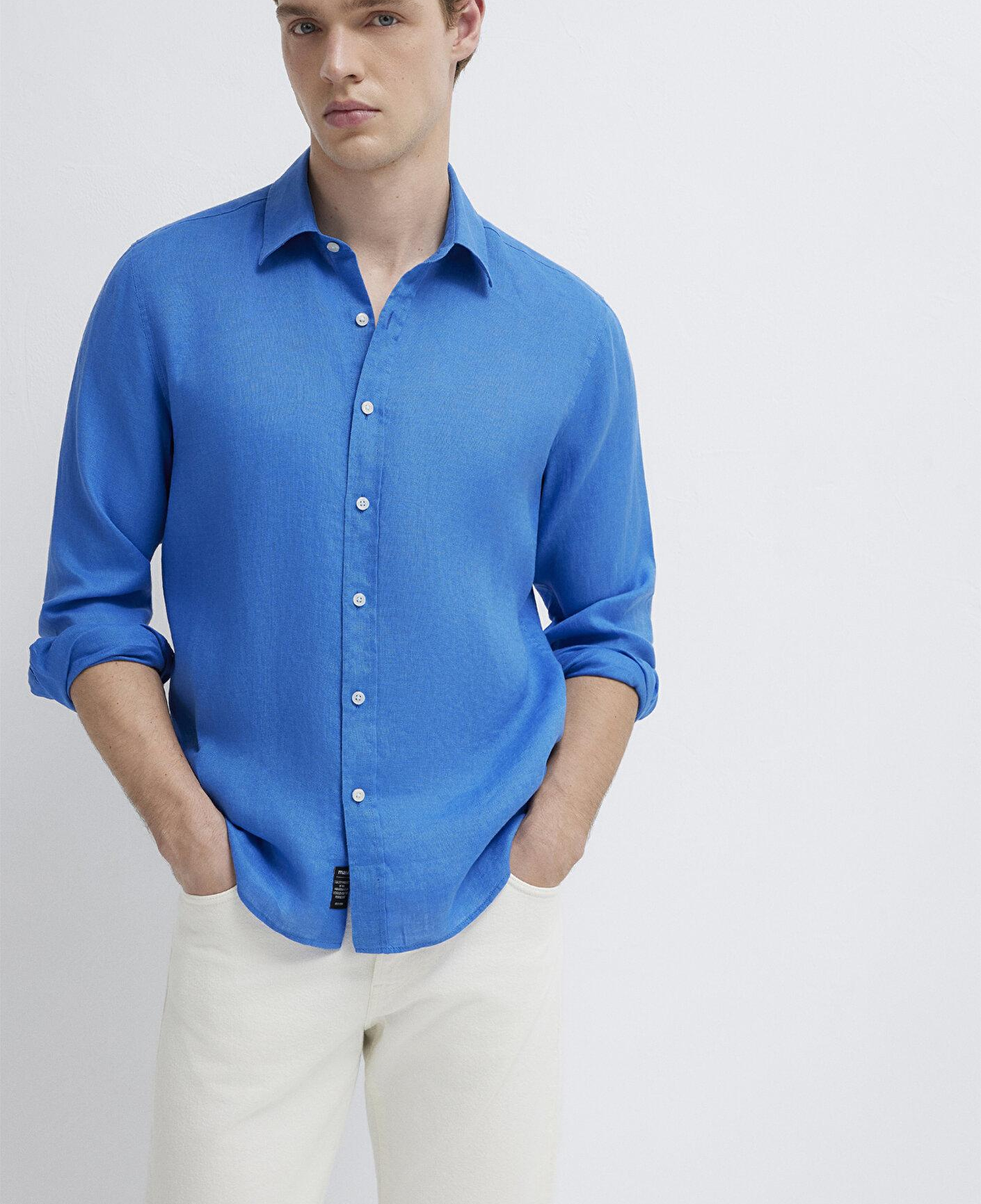 Mavi Mavi Keten Gömlek Slim Fit / Dar Kesim 0211466-81347