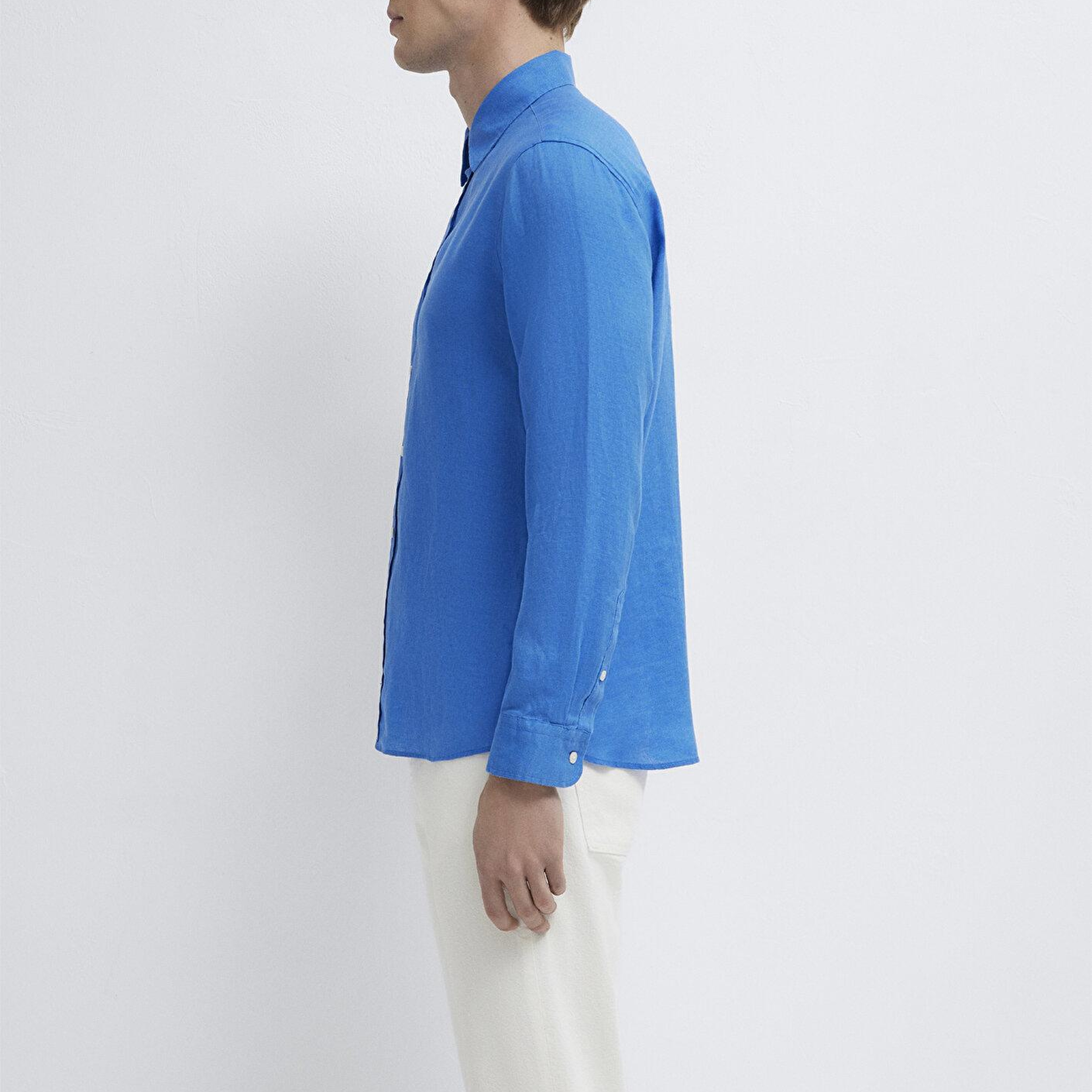 Mavi Mavi Keten Gömlek Slim Fit / Dar Kesim 0211466-81347