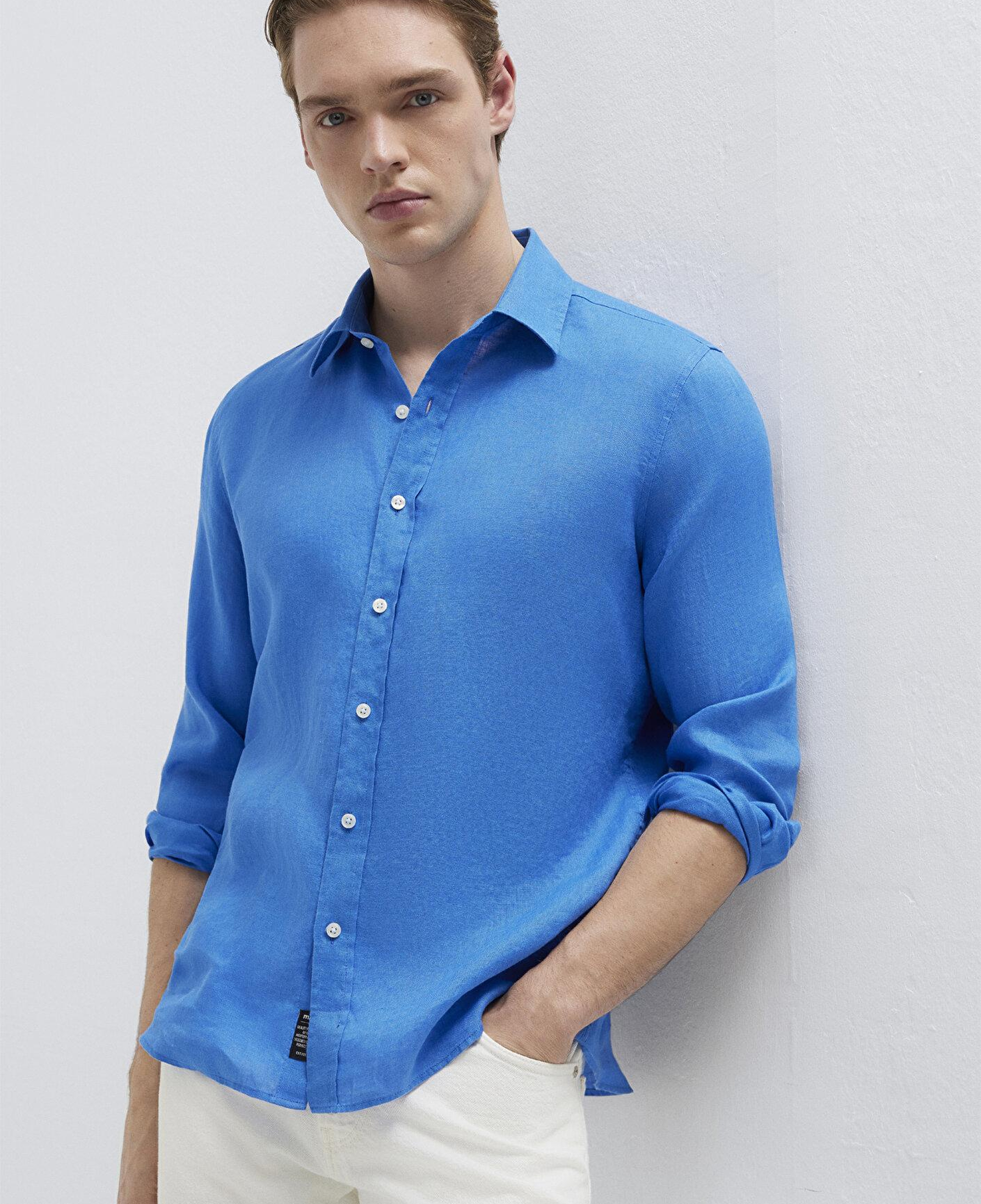 Mavi Mavi Keten Gömlek Slim Fit / Dar Kesim 0211466-81347