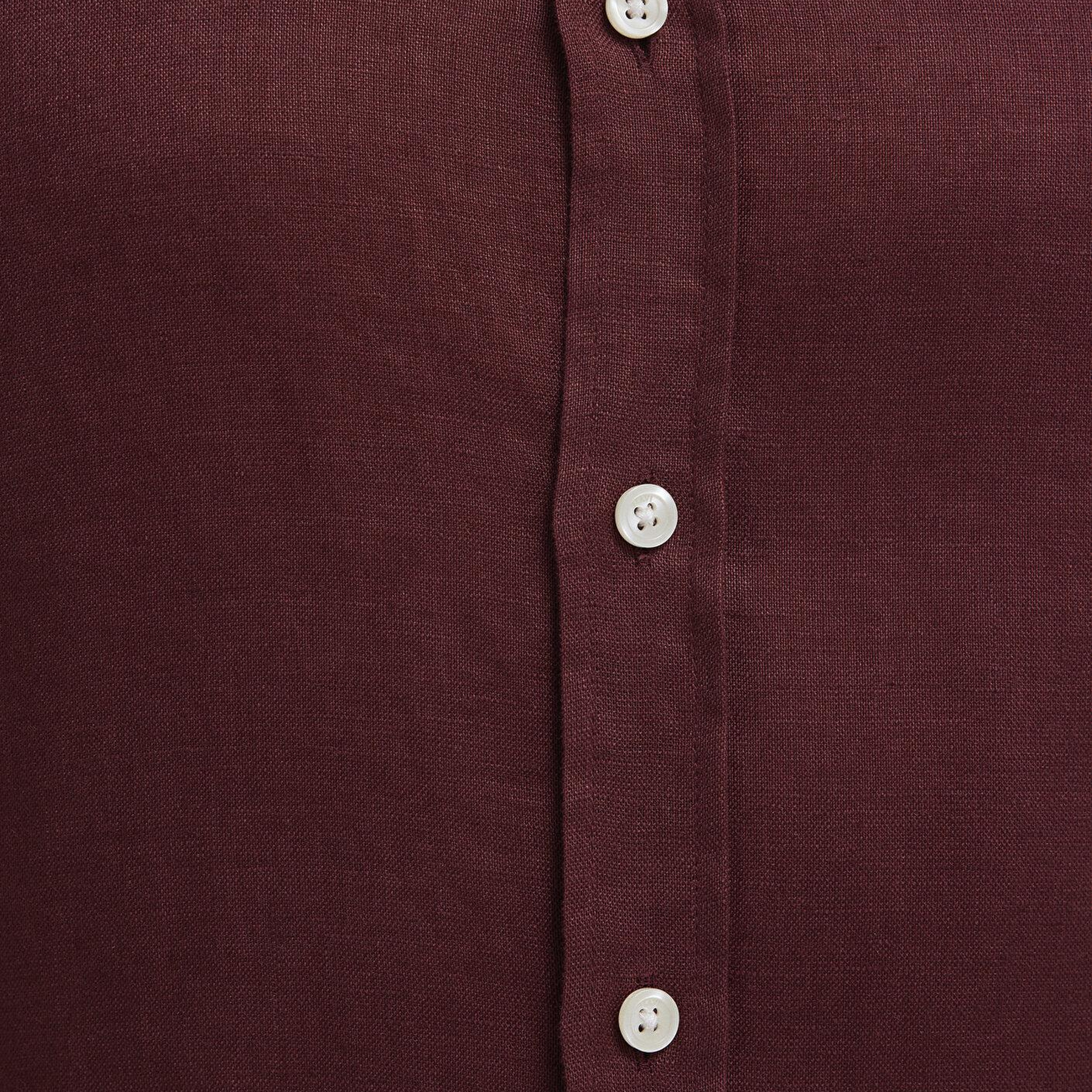 Mavi Bordo Keten Gömlek Slim Fit / Dar Kesim 0211466-70396