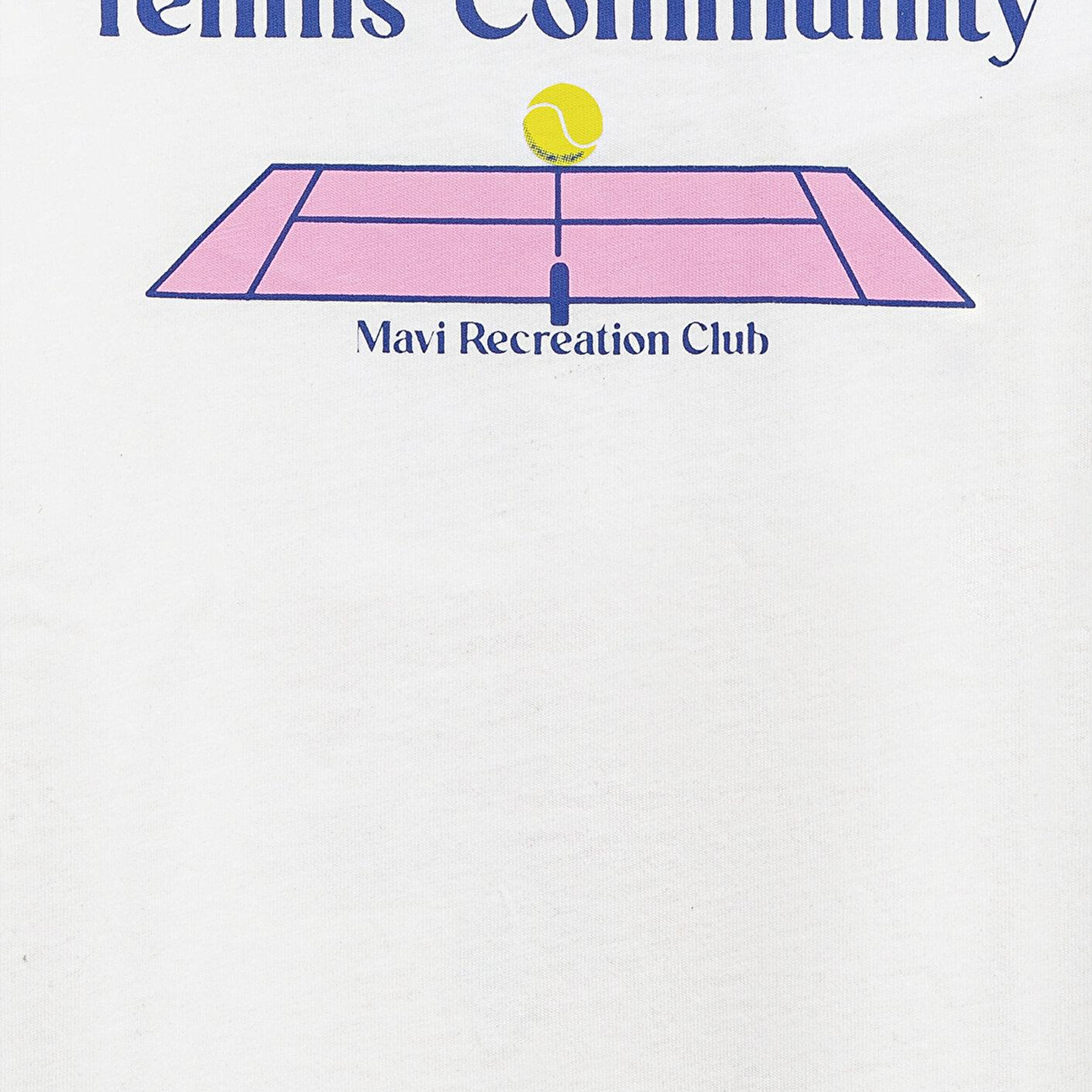 Mavi Tenis Baskılı Ekru Tişört Loose Fit / Bol Rahat Kesim 7610397-70057