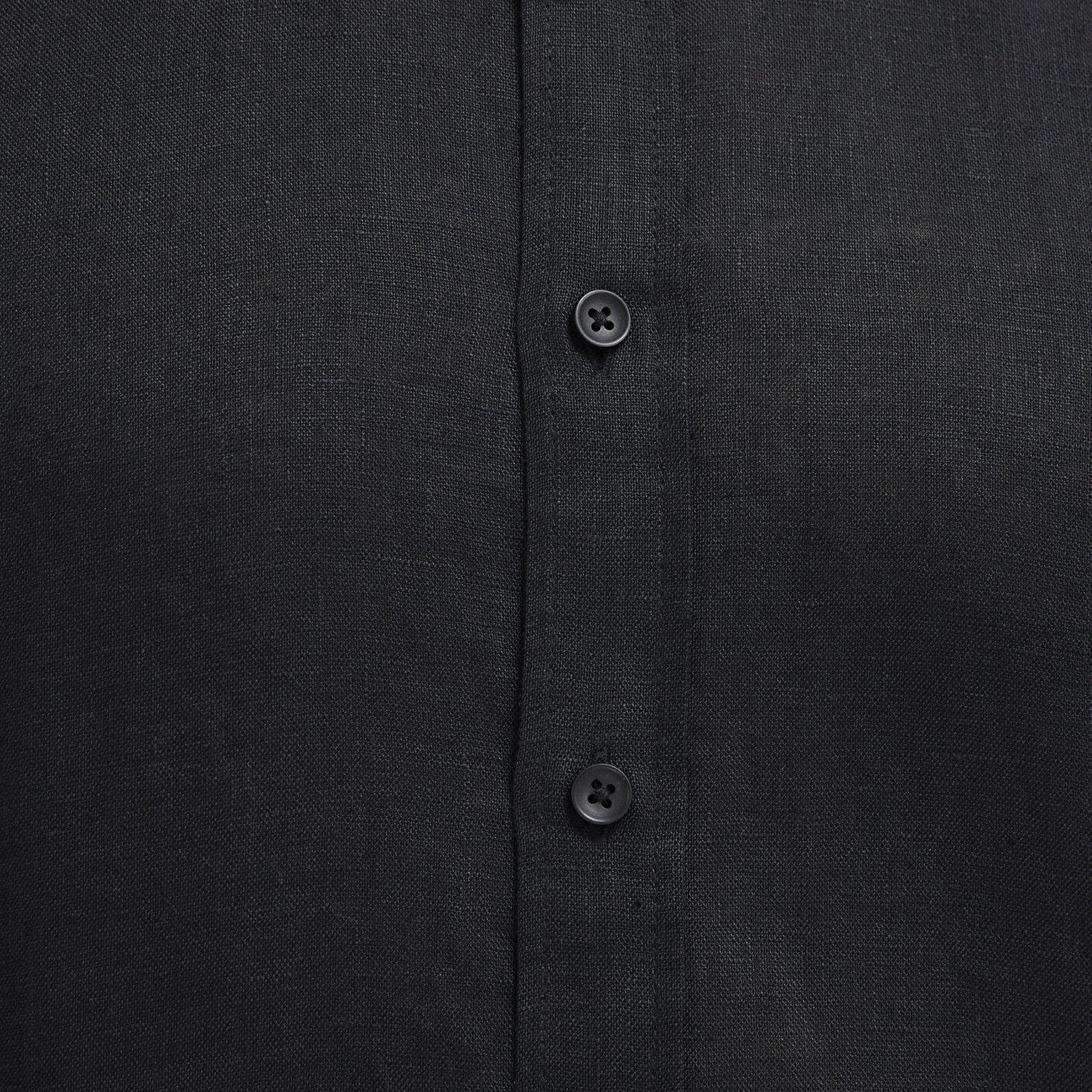 Mavi Keten Karışımlı Siyah Gömlek Regular Fit / Normal Kesim 0211909-900