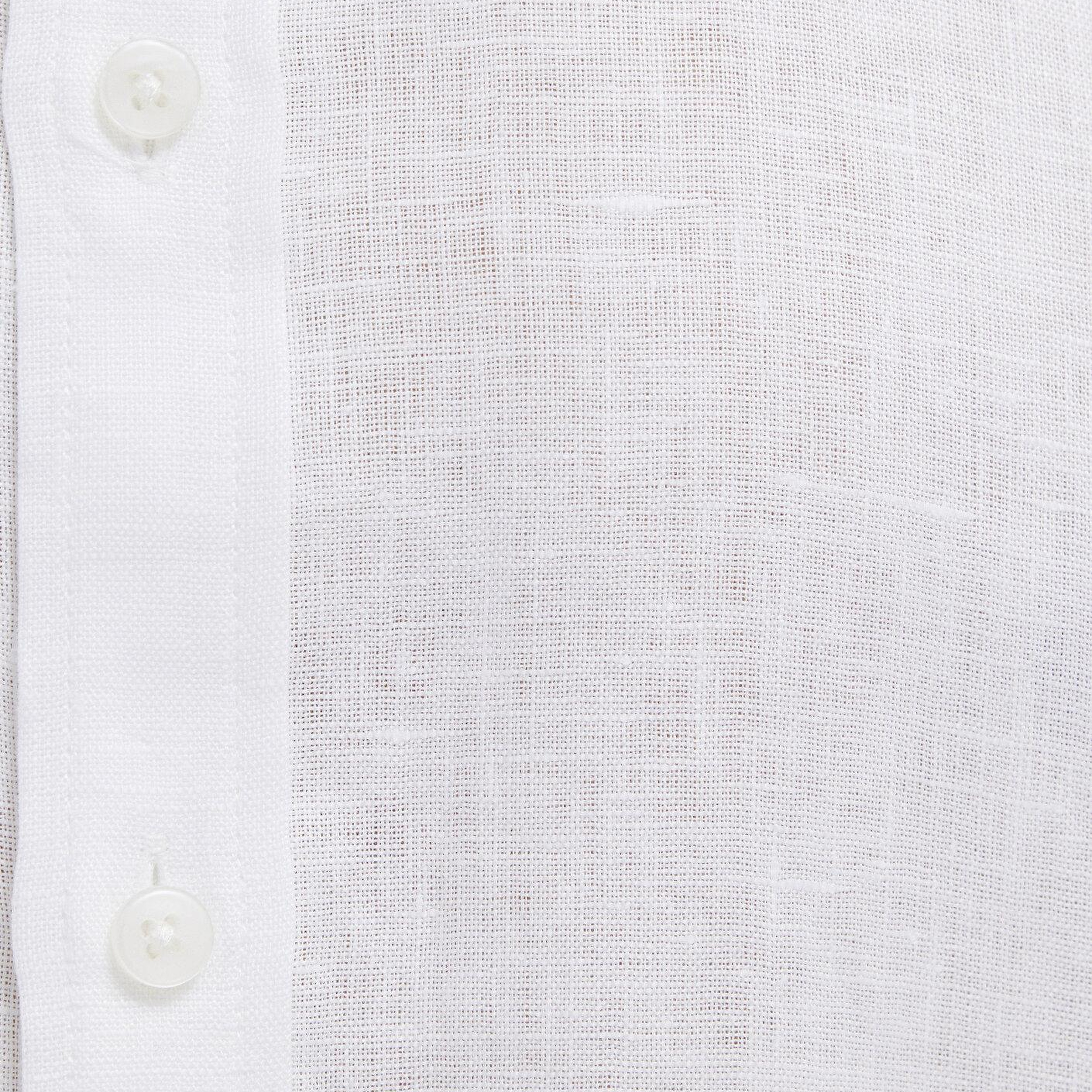 Mavi Keten Karışımlı Beyaz Gömlek Regular Fit / Normal Kesim 0211909-620