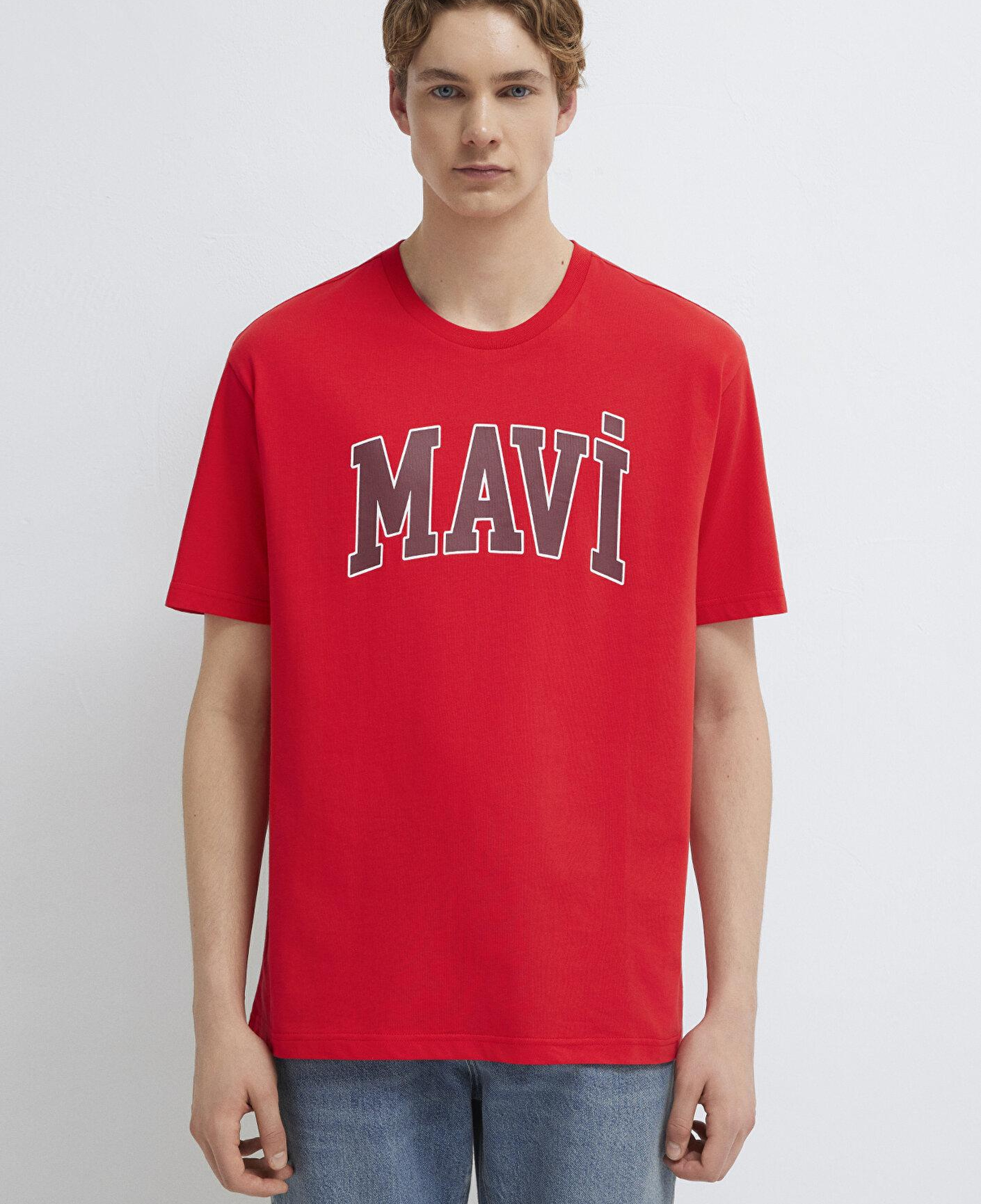 Mavi Mavi Logo Baskılı Kırmızı Tişört Loose Fit / Bol Rahat Kesim 0611711-70467