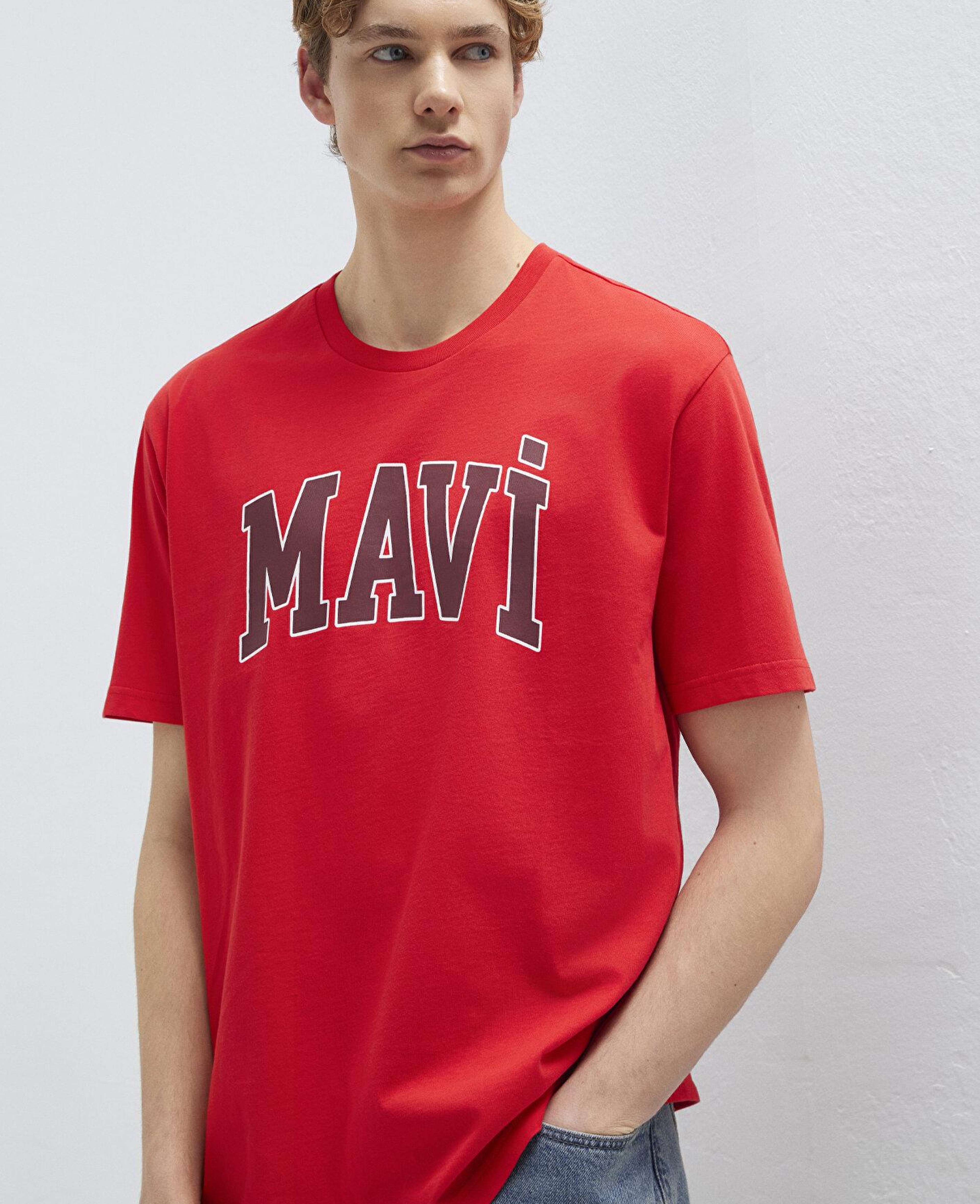 Mavi Mavi Logo Baskılı Kırmızı Tişört Loose Fit / Bol Rahat Kesim 0611711-70467