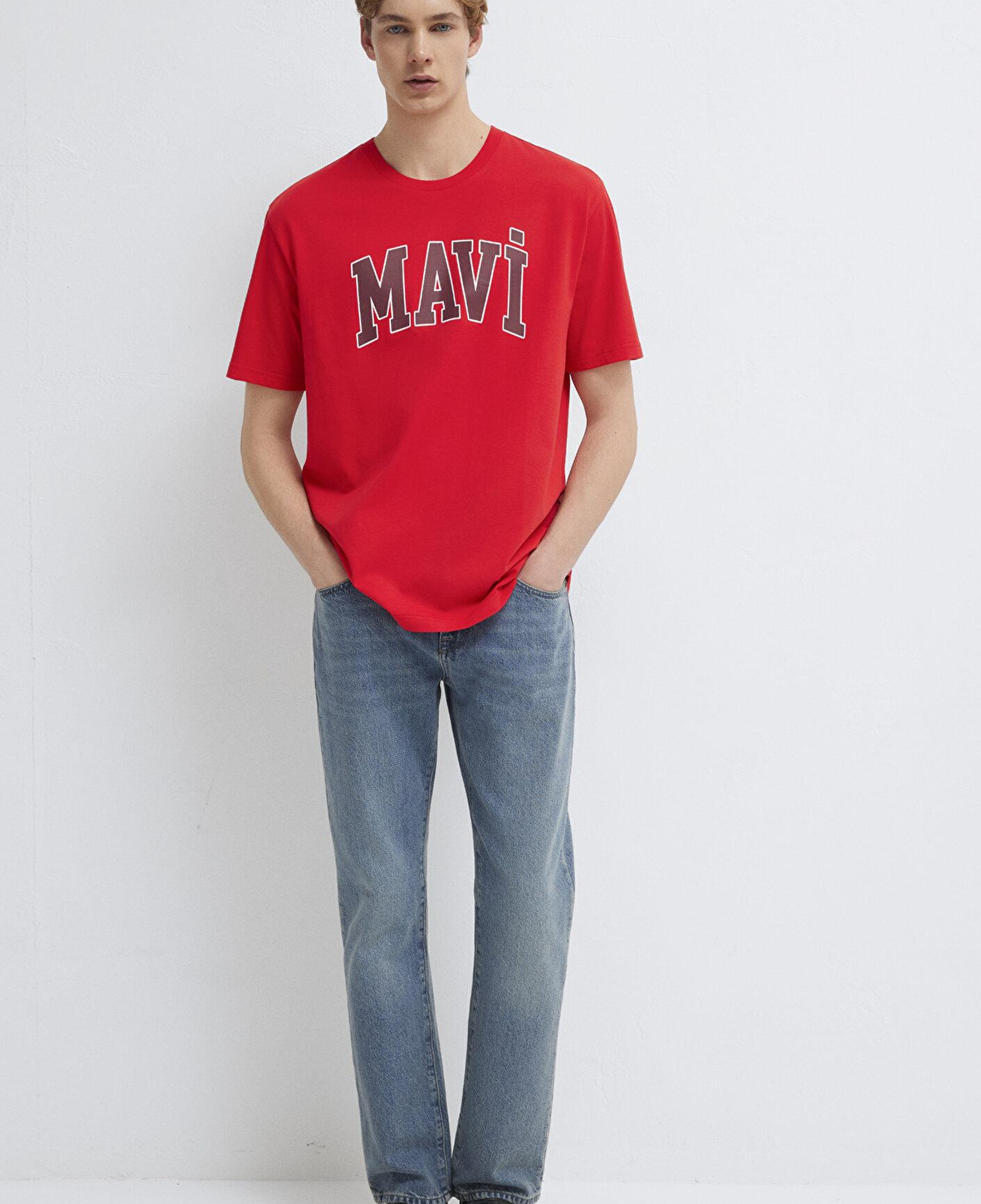 Mavi Mavi Logo Baskılı Kırmızı Tişört Loose Fit / Bol Rahat Kesim 0611711-70467