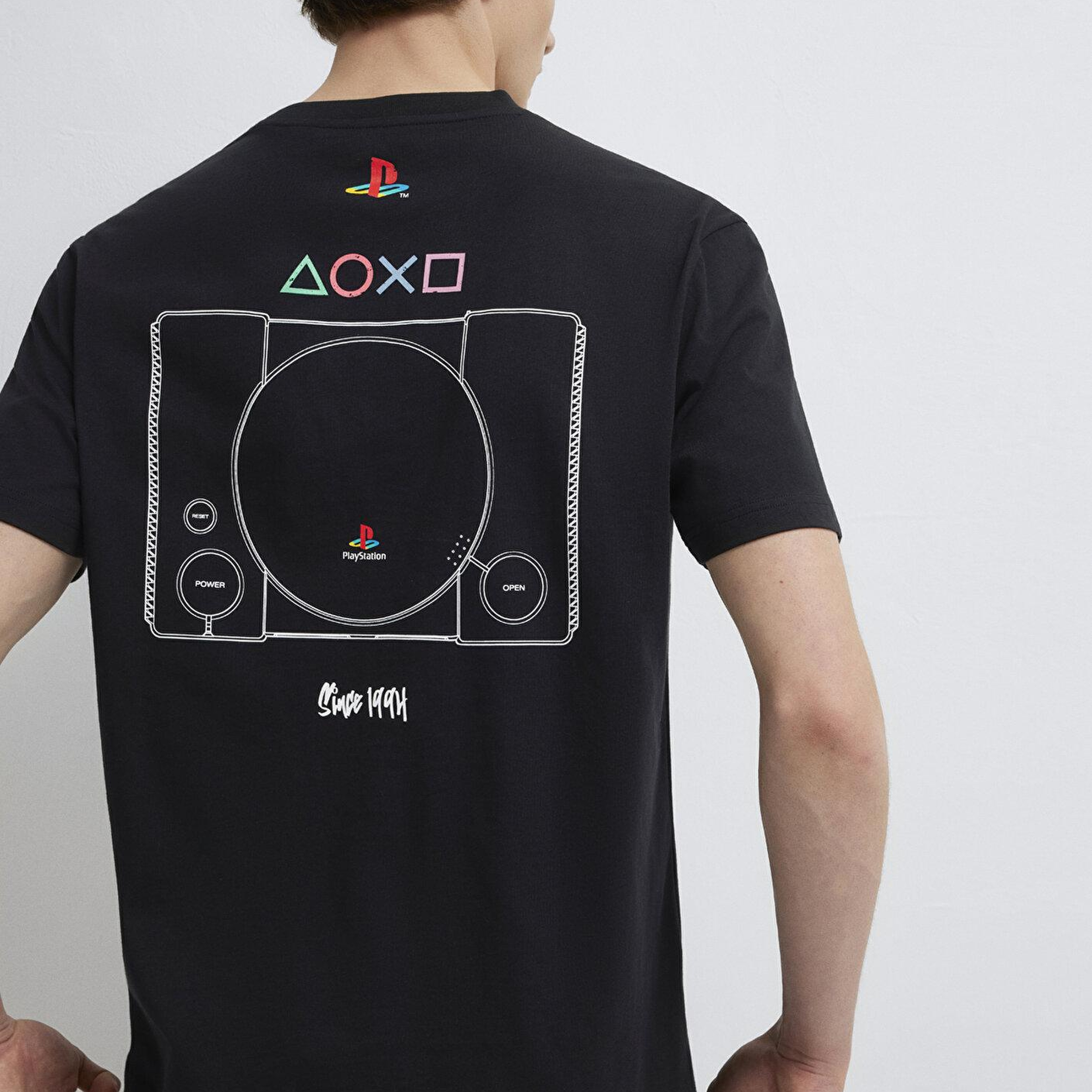 Mavi Baskılı Siyah Tişört Loose Fit / Bol Rahat Kesim 0613187-900