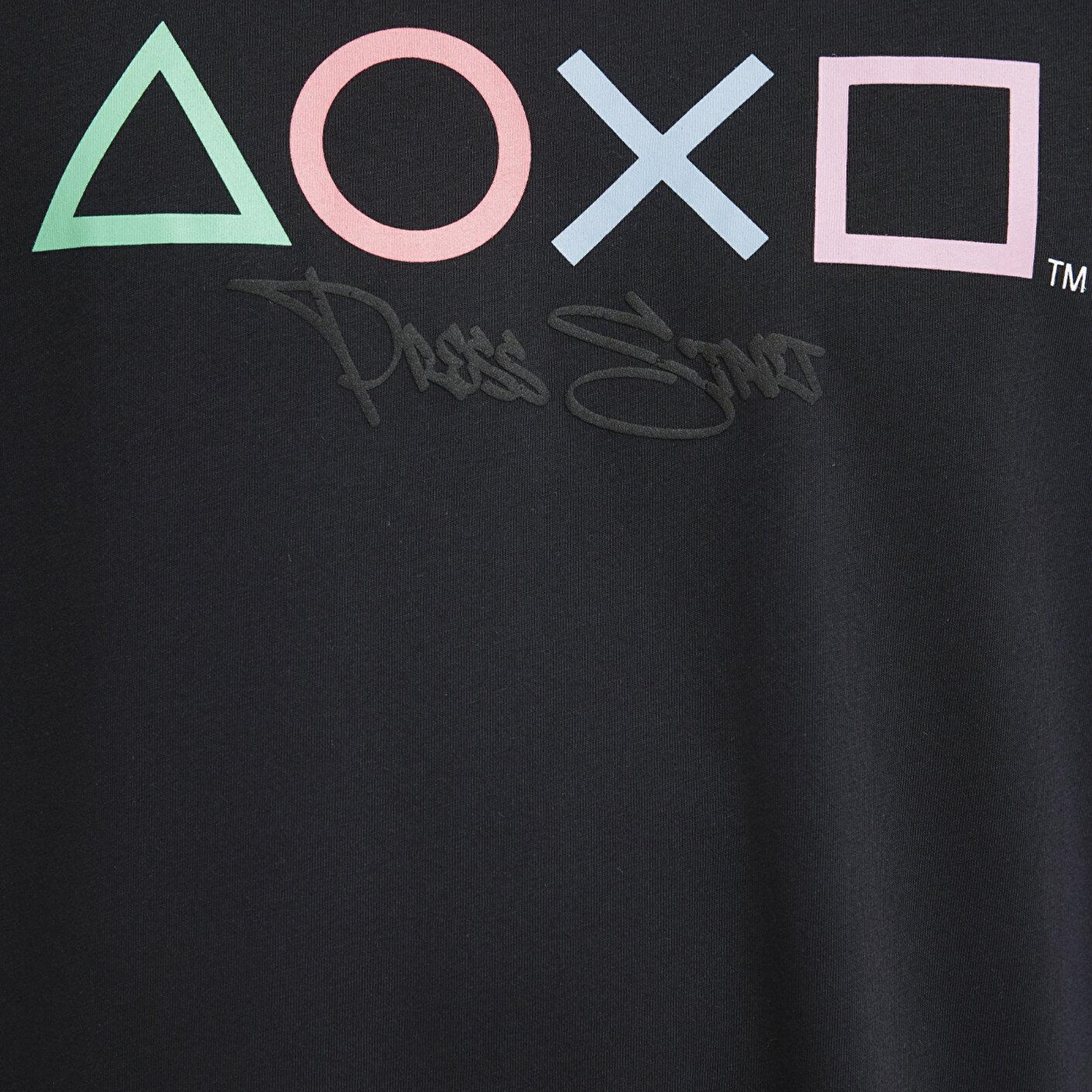 Mavi Baskılı Siyah Tişört Loose Fit / Bol Rahat Kesim 0613187-900