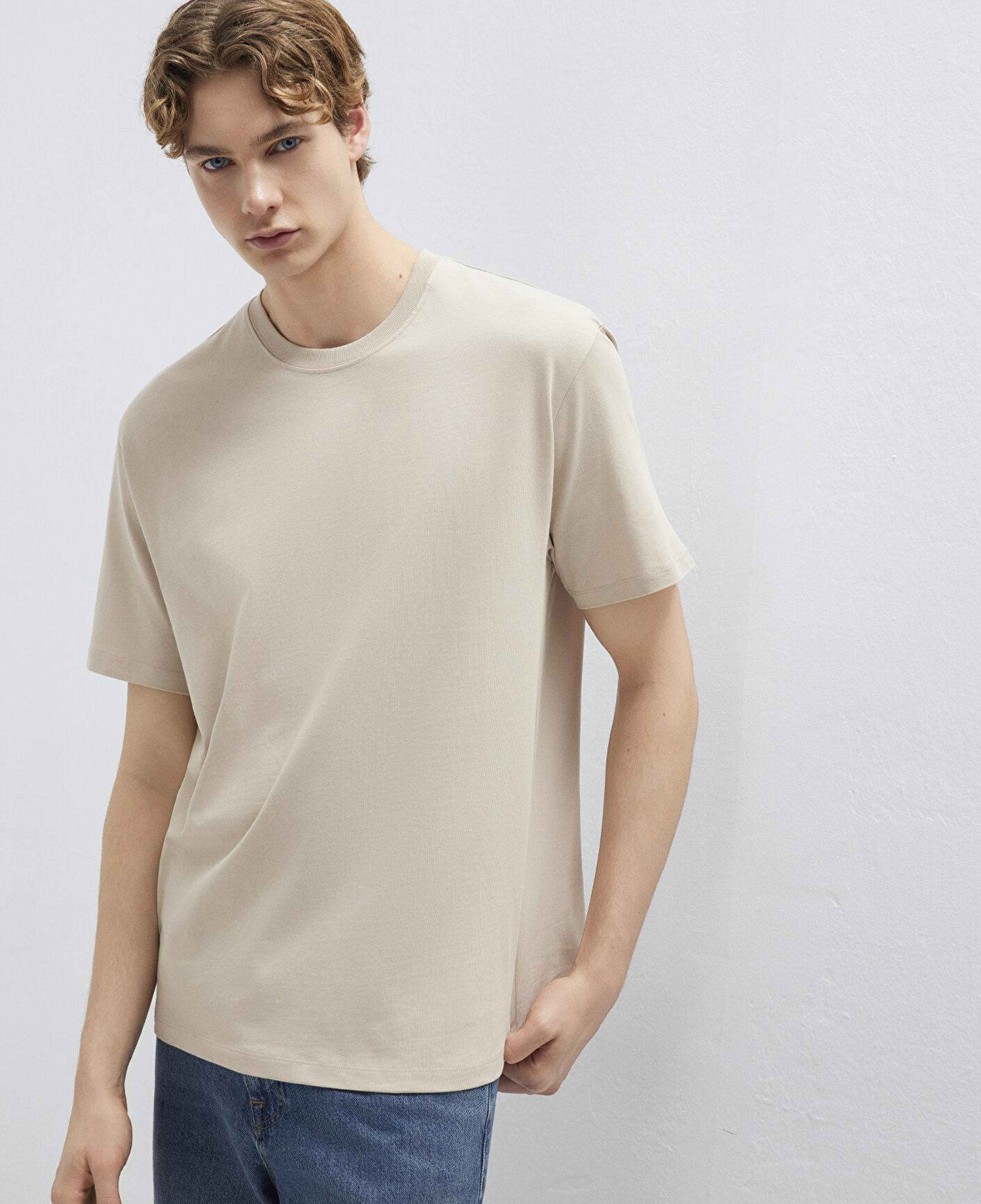 Mavi Bej Basic Tişört Loose Fit / Bol Rahat Kesim 066249-70004