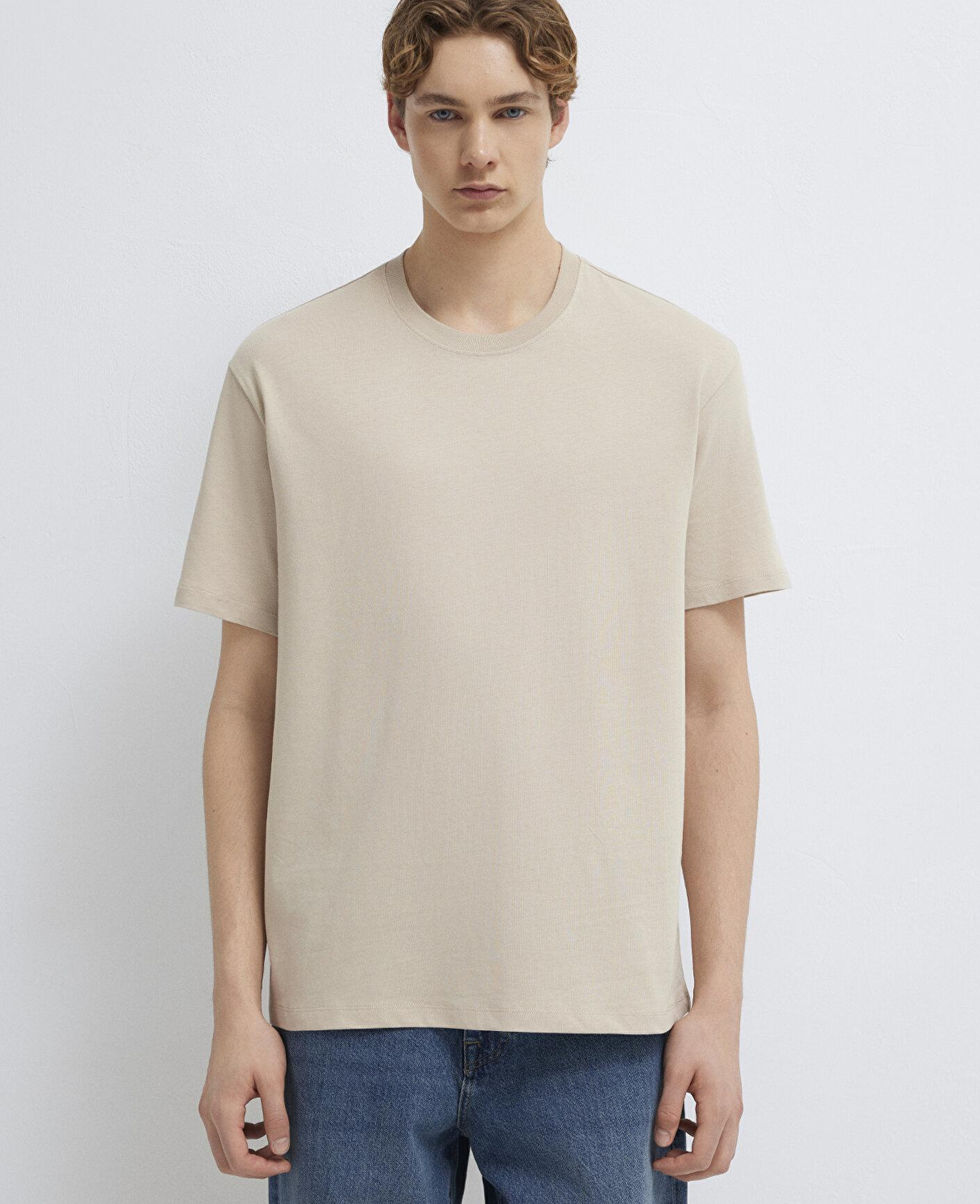 Mavi Bej Basic Tişört Loose Fit / Bol Rahat Kesim 066249-70004