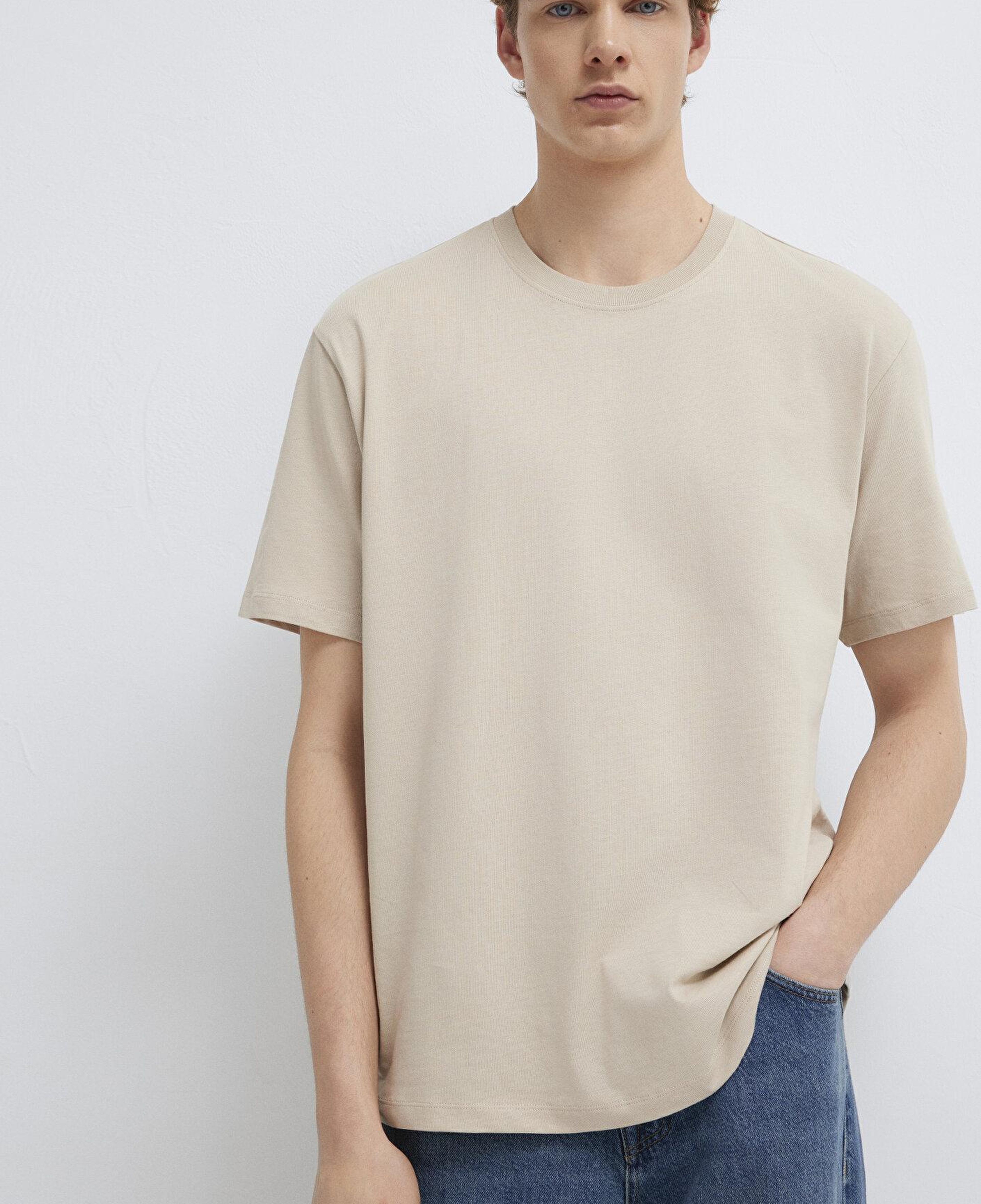 Mavi Bej Basic Tişört Loose Fit / Bol Rahat Kesim 066249-70004