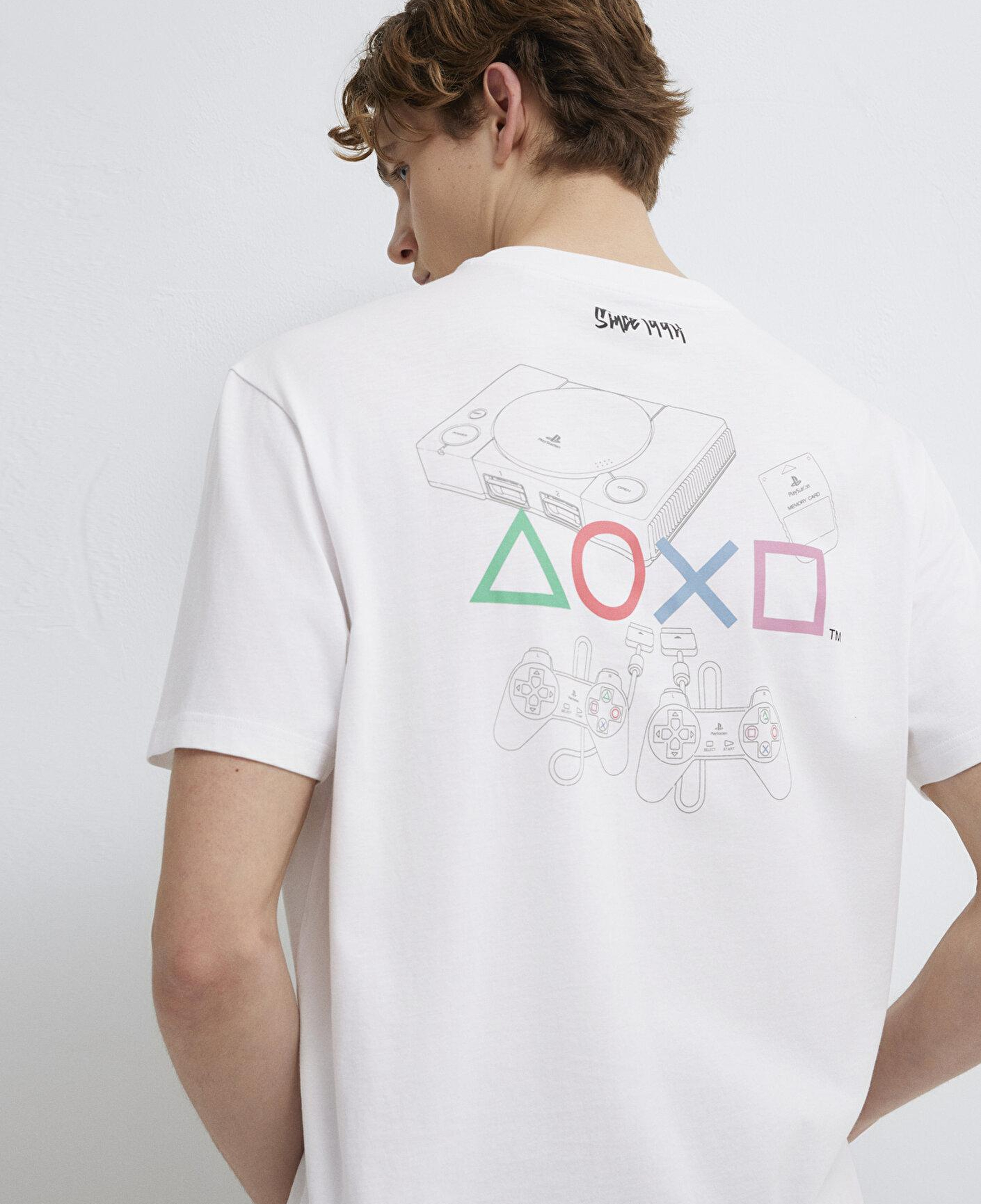 Mavi Player One Baskılı Beyaz Tişört Loose Fit / Bol Rahat Kesim 0613185-620