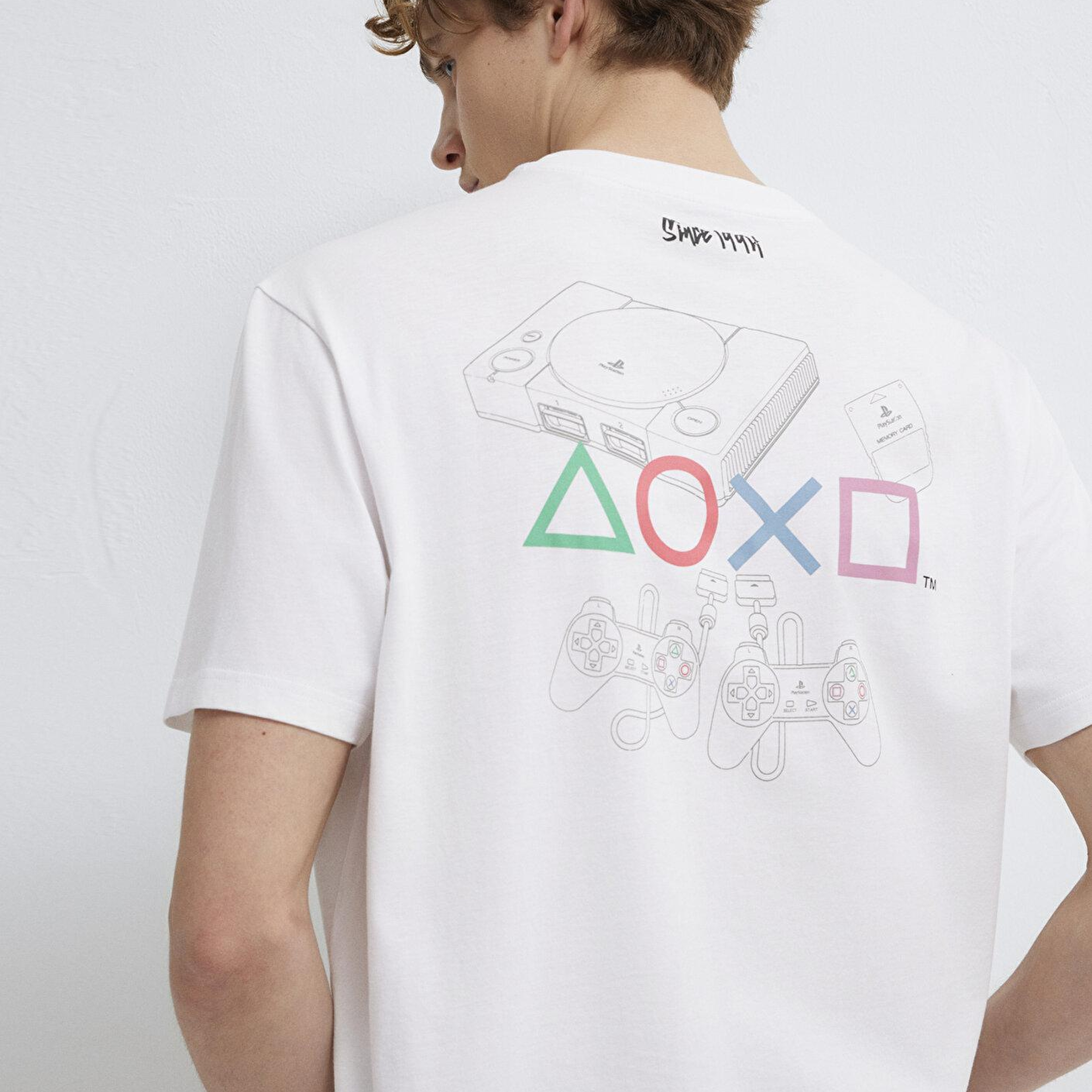 Mavi Player One Baskılı Beyaz Tişört Loose Fit / Bol Rahat Kesim 0613185-620