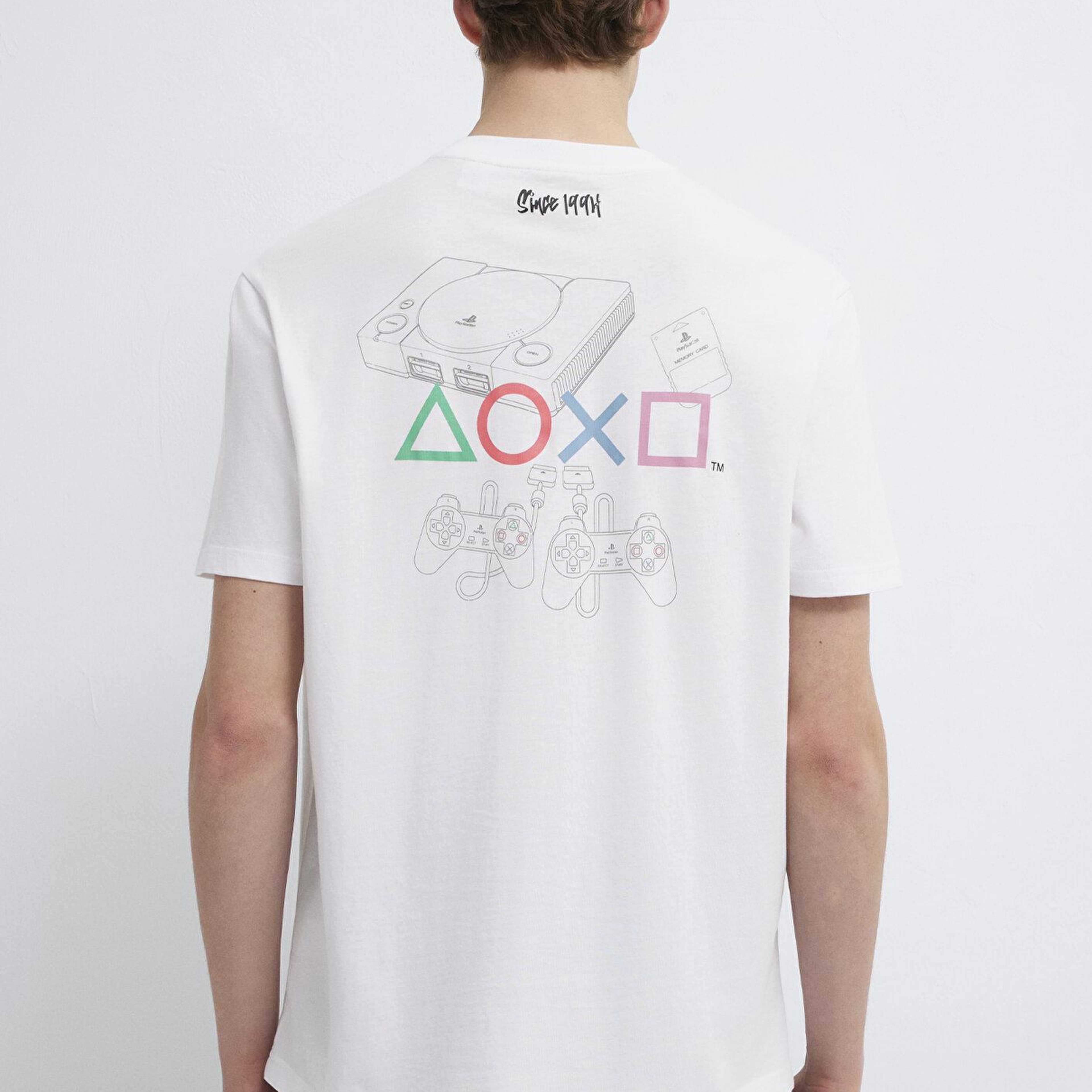 Mavi Player One Baskılı Beyaz Tişört Loose Fit / Bol Rahat Kesim 0613185-620