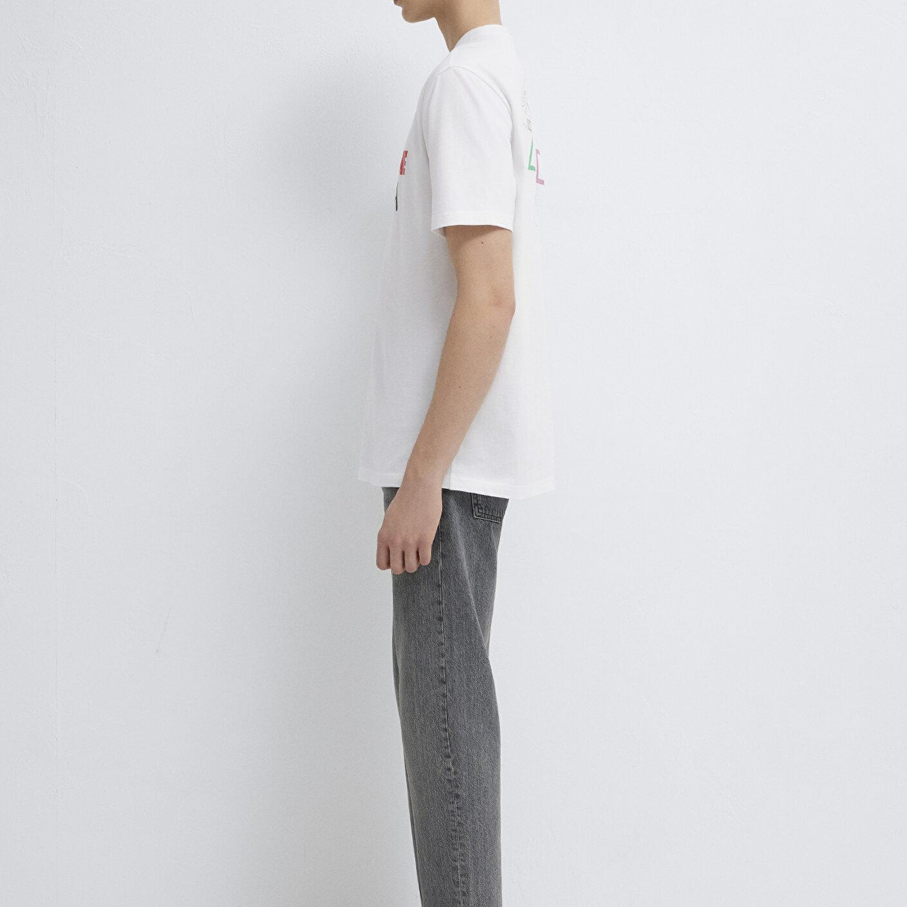 Mavi Player One Baskılı Beyaz Tişört Loose Fit / Bol Rahat Kesim 0613185-620