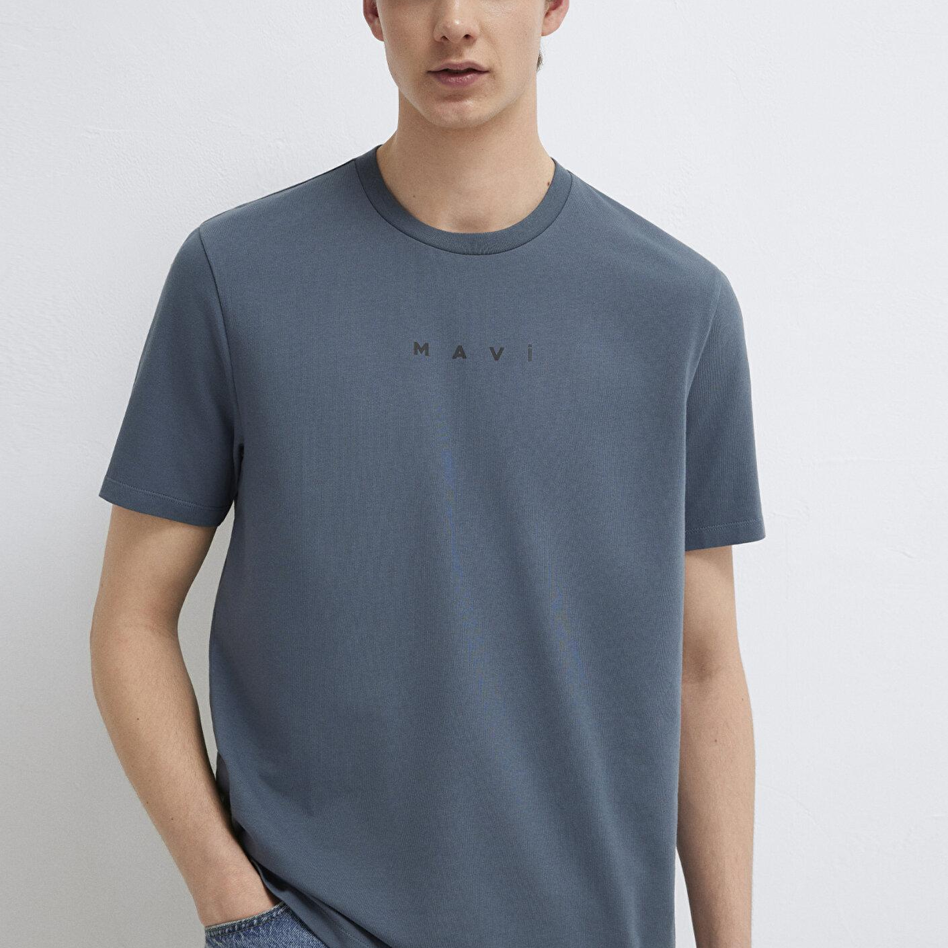 Mavi Mavi Logo Baskılı Lacivert Tişört Regular Fit / Normal Kesim 0613305-80776