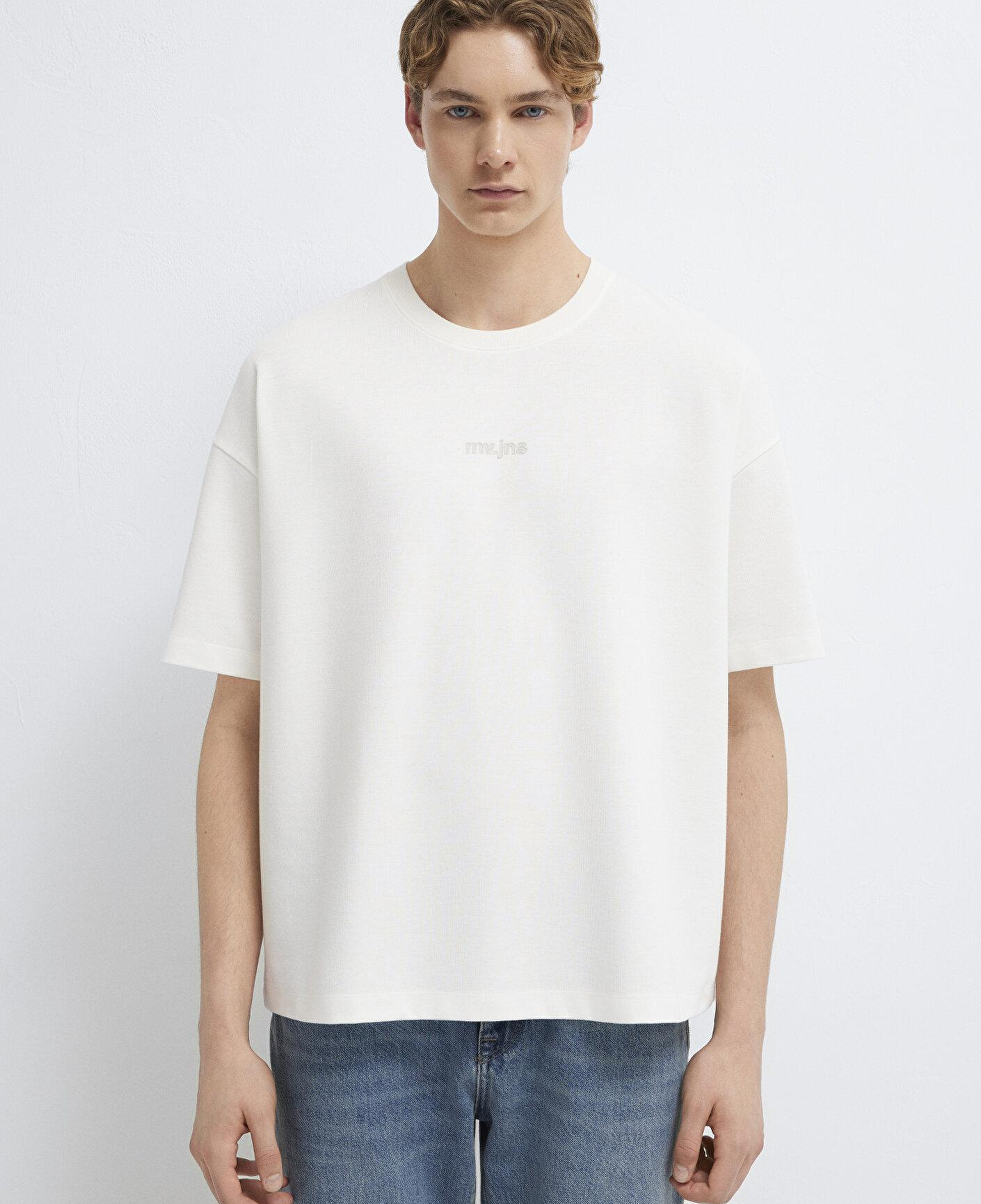 Mavi MVJNS Logo Baskılı Ekru Tişört Boxy Fit 0613306-70057
