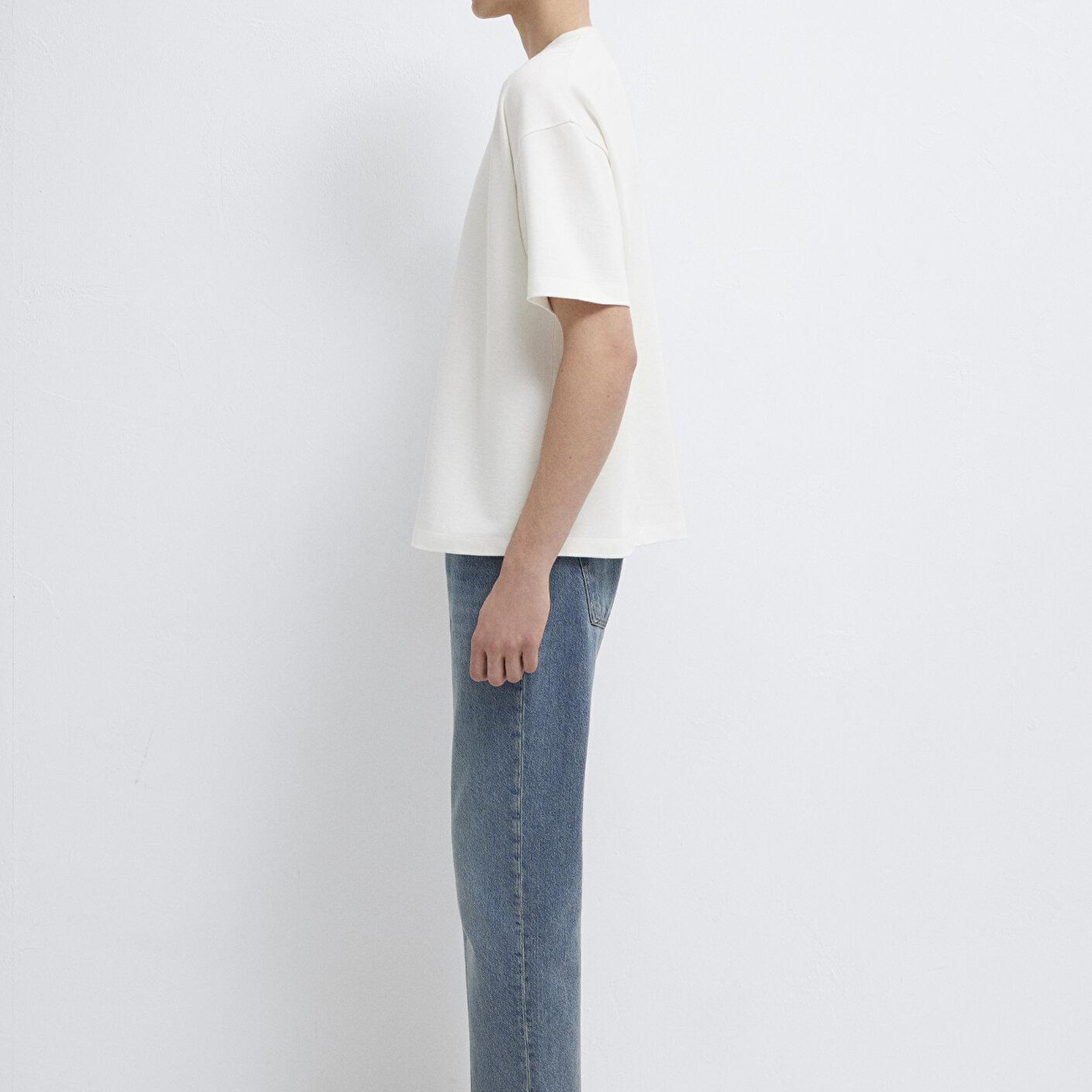 Mavi MVJNS Logo Baskılı Ekru Tişört Boxy Fit 0613306-70057