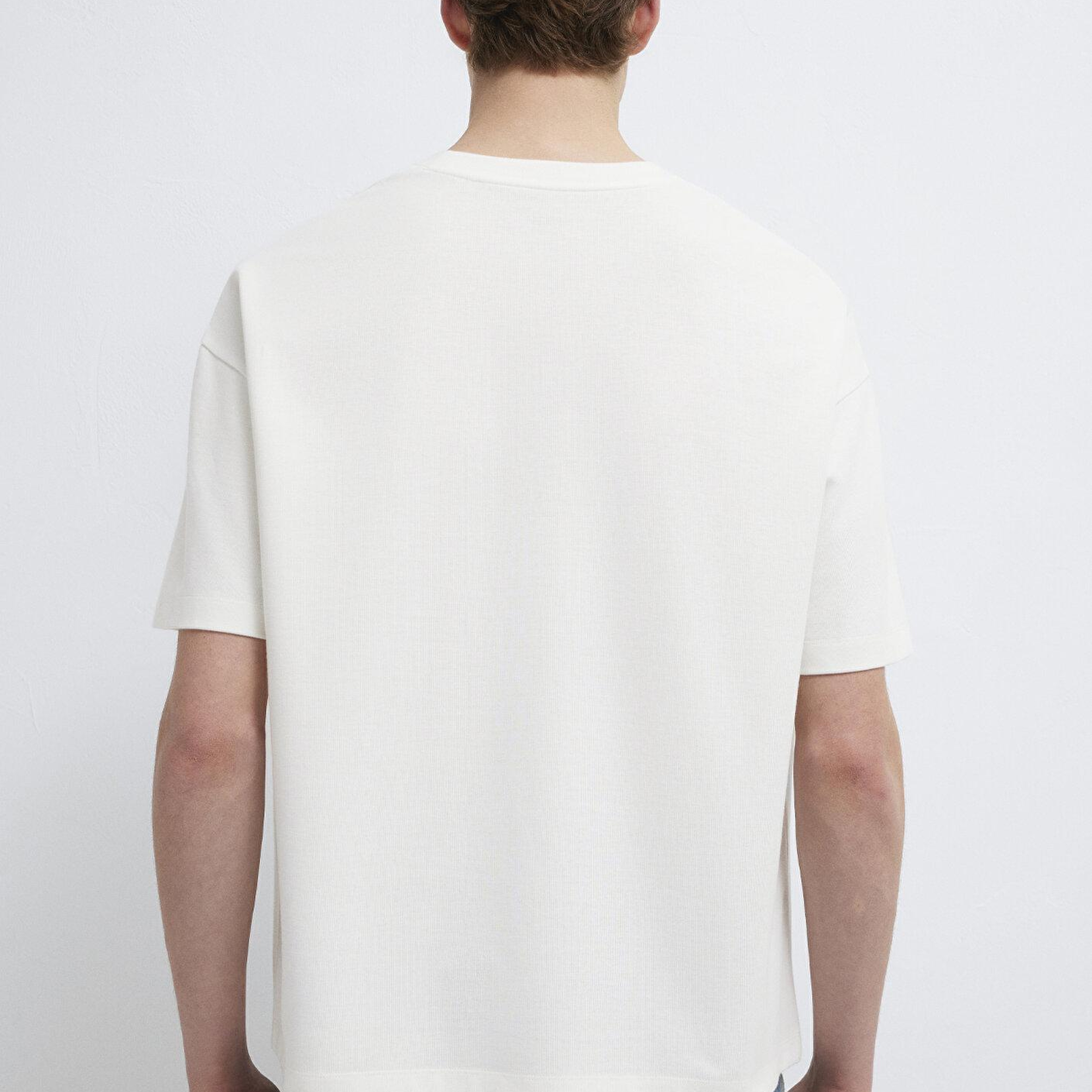 Mavi MVJNS Logo Baskılı Ekru Tişört Boxy Fit 0613306-70057