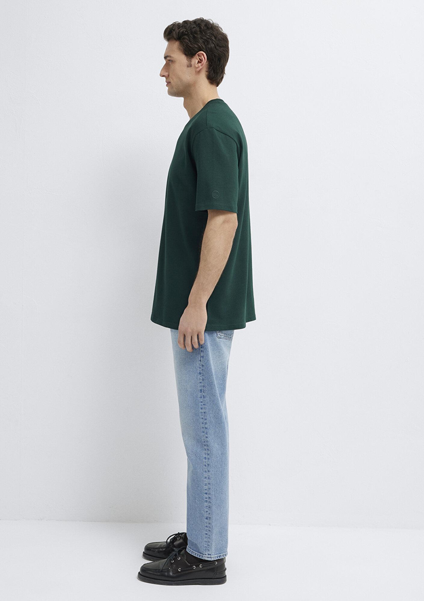 Mavi Yeşil Basic Tişört Loose Fit / Bol Rahat Kesim 0611924-85173