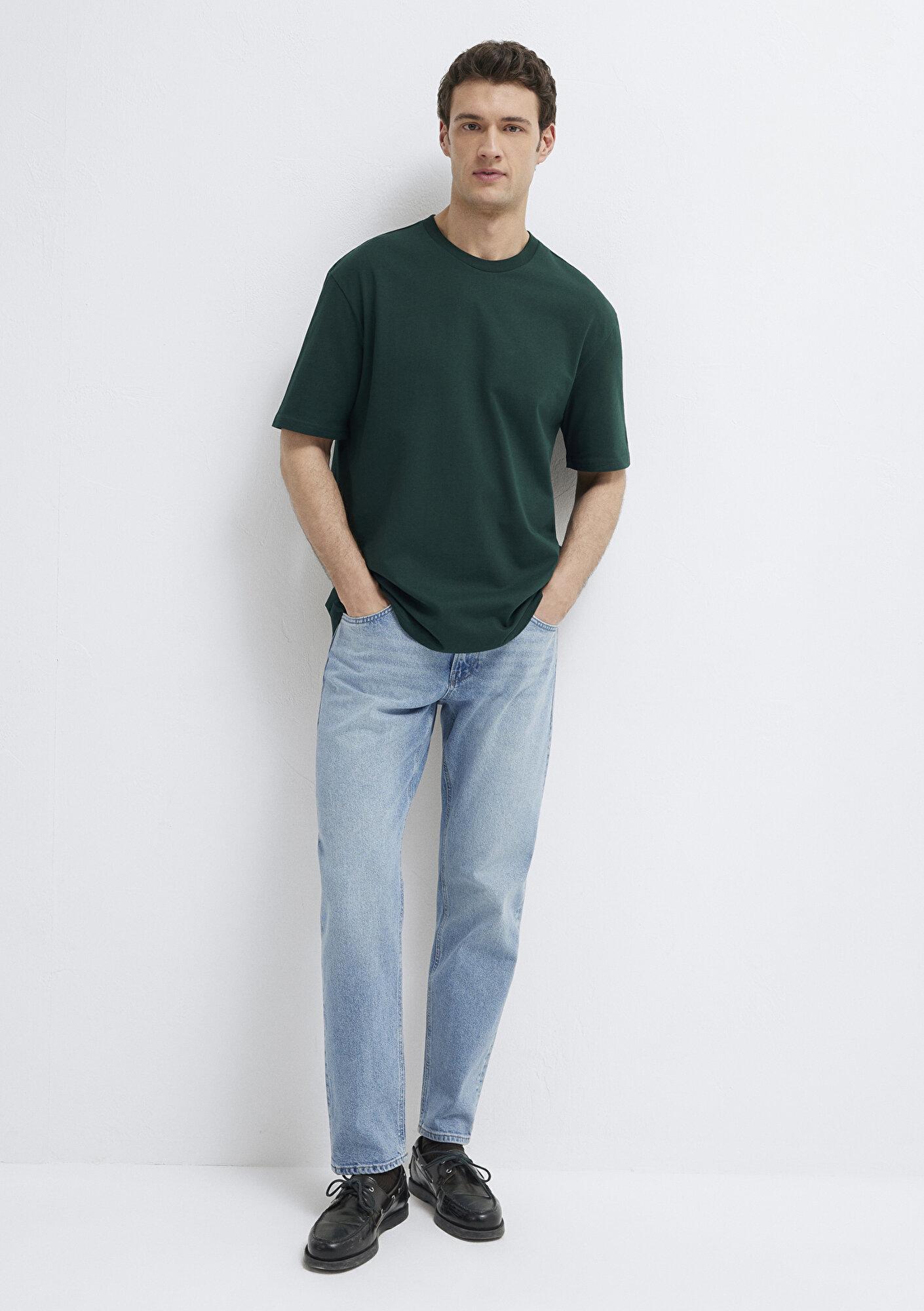 Mavi Yeşil Basic Tişört Loose Fit / Bol Rahat Kesim 0611924-85173