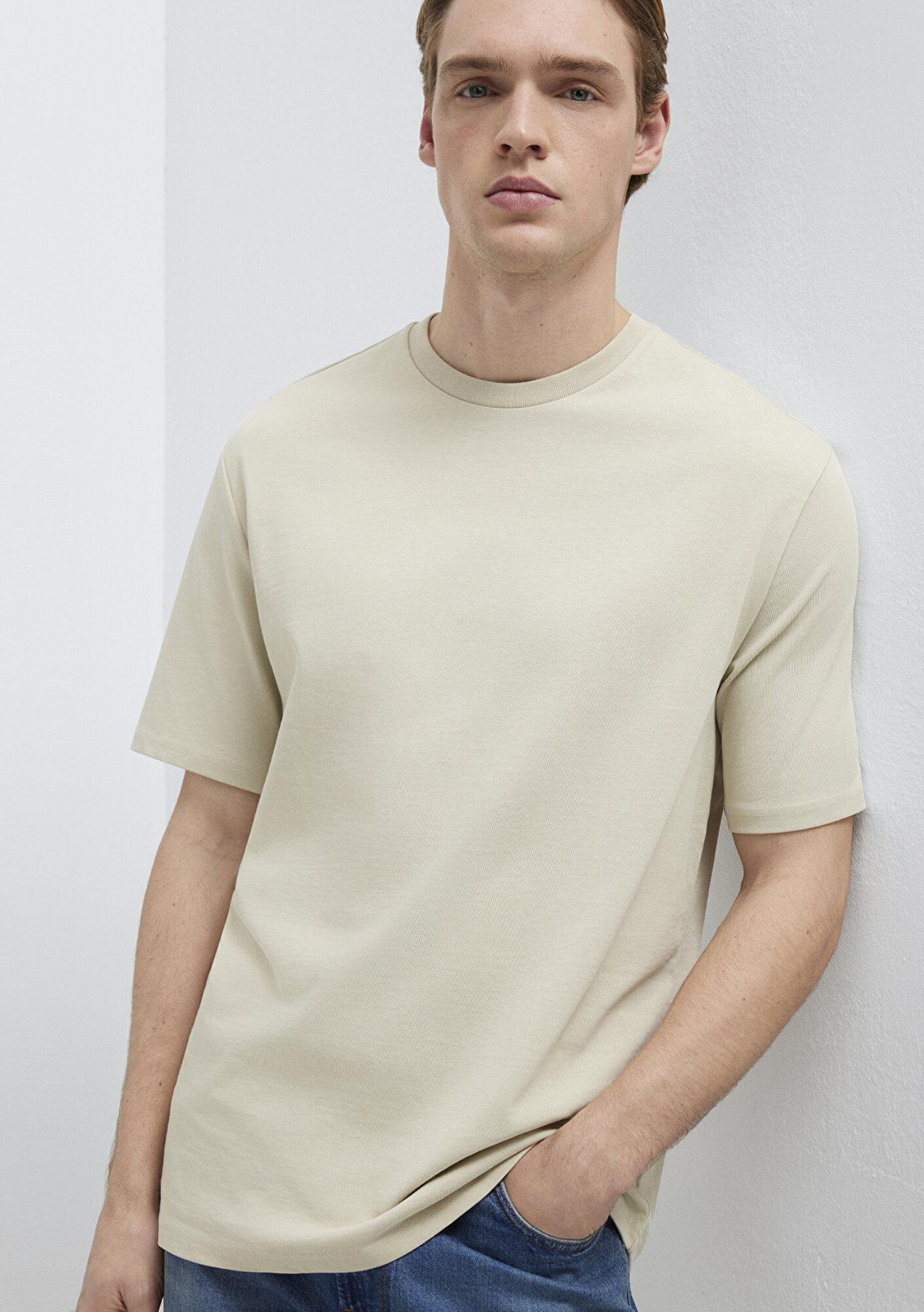 Mavi Bej Basic Tişört Loose Fit / Bol Rahat Kesim 0611924-70322