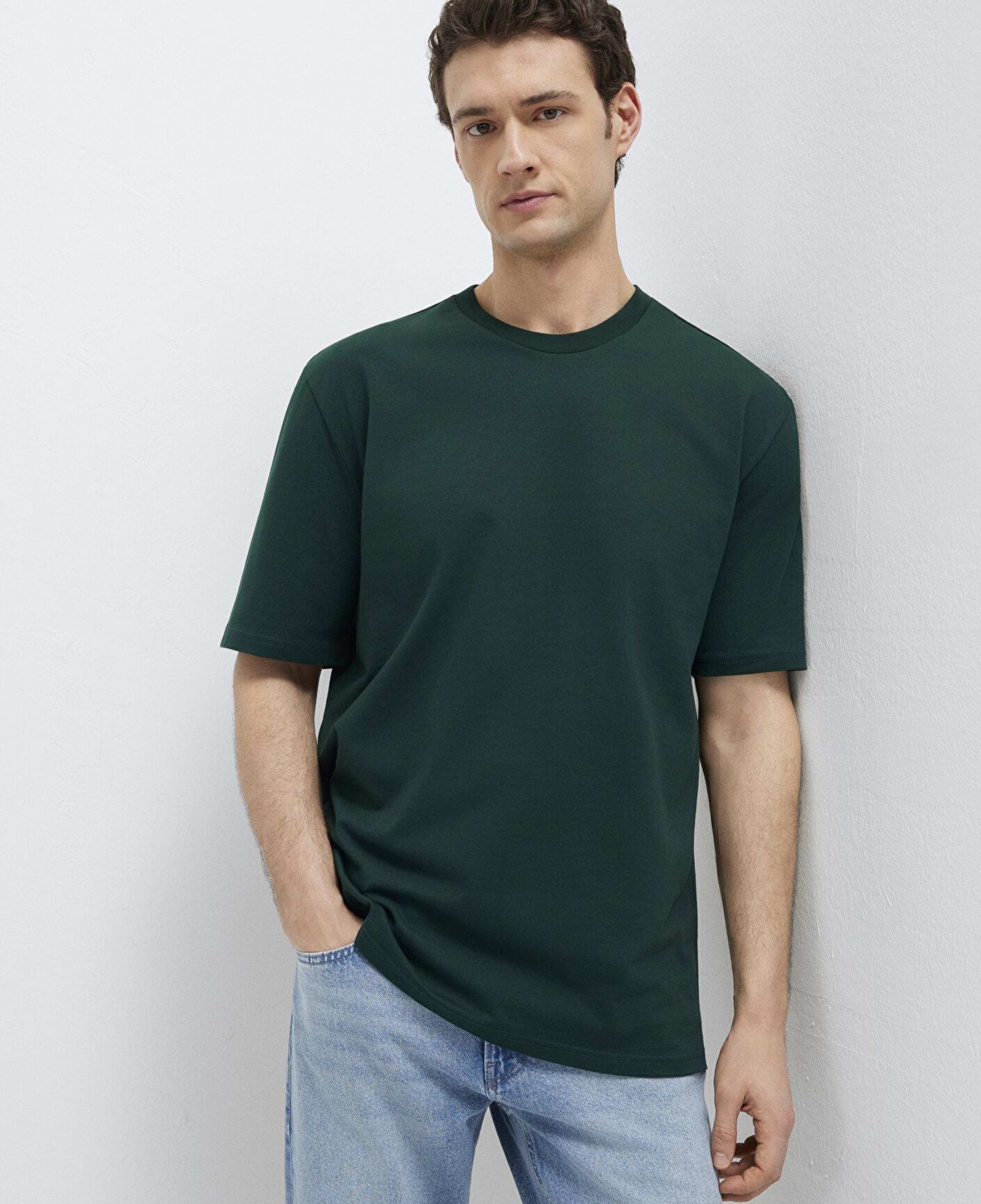 Mavi Yeşil Basic Tişört Loose Fit / Bol Rahat Kesim 0611924-85173