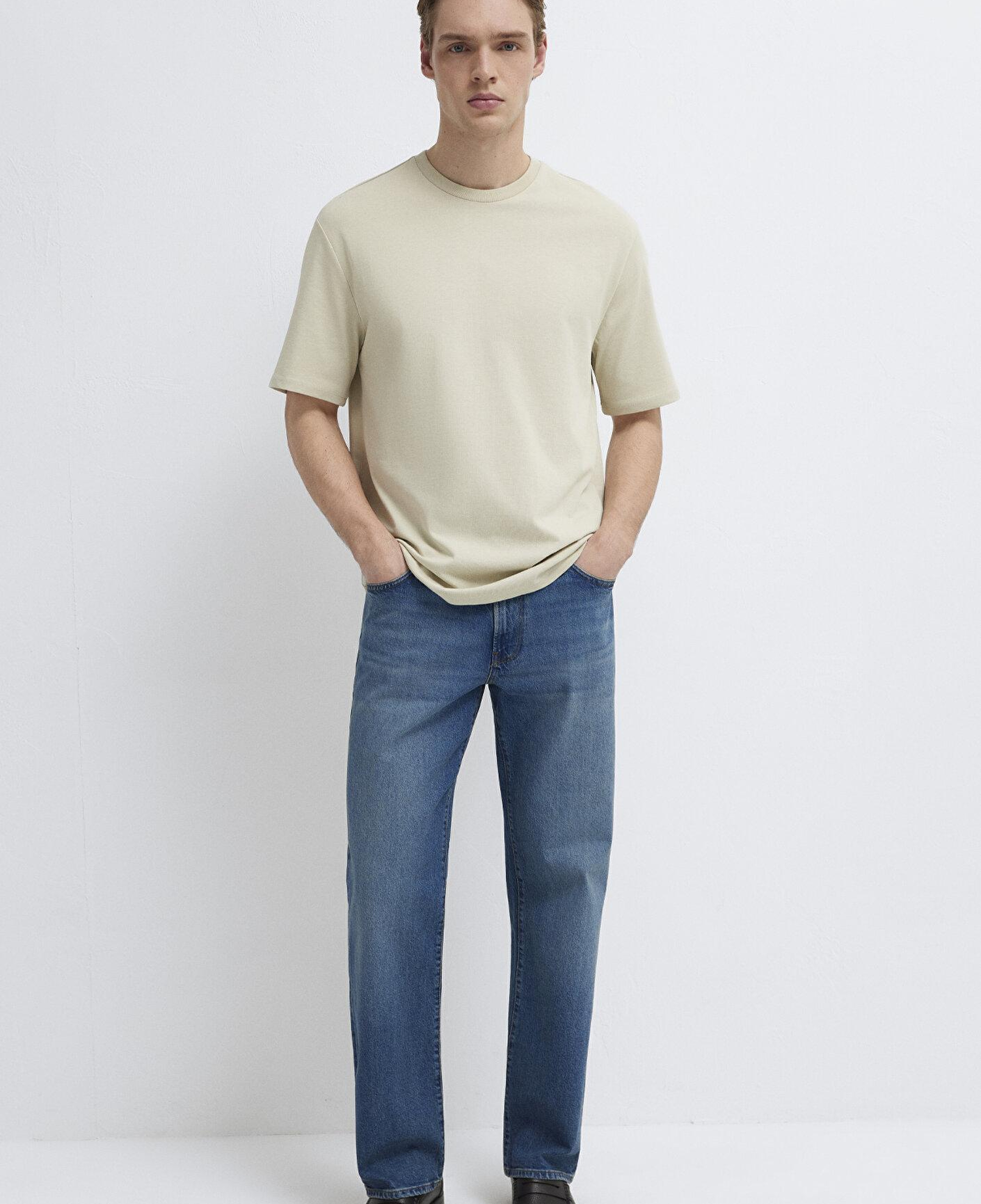 Mavi Bej Basic Tişört Loose Fit / Bol Rahat Kesim 0611924-70322