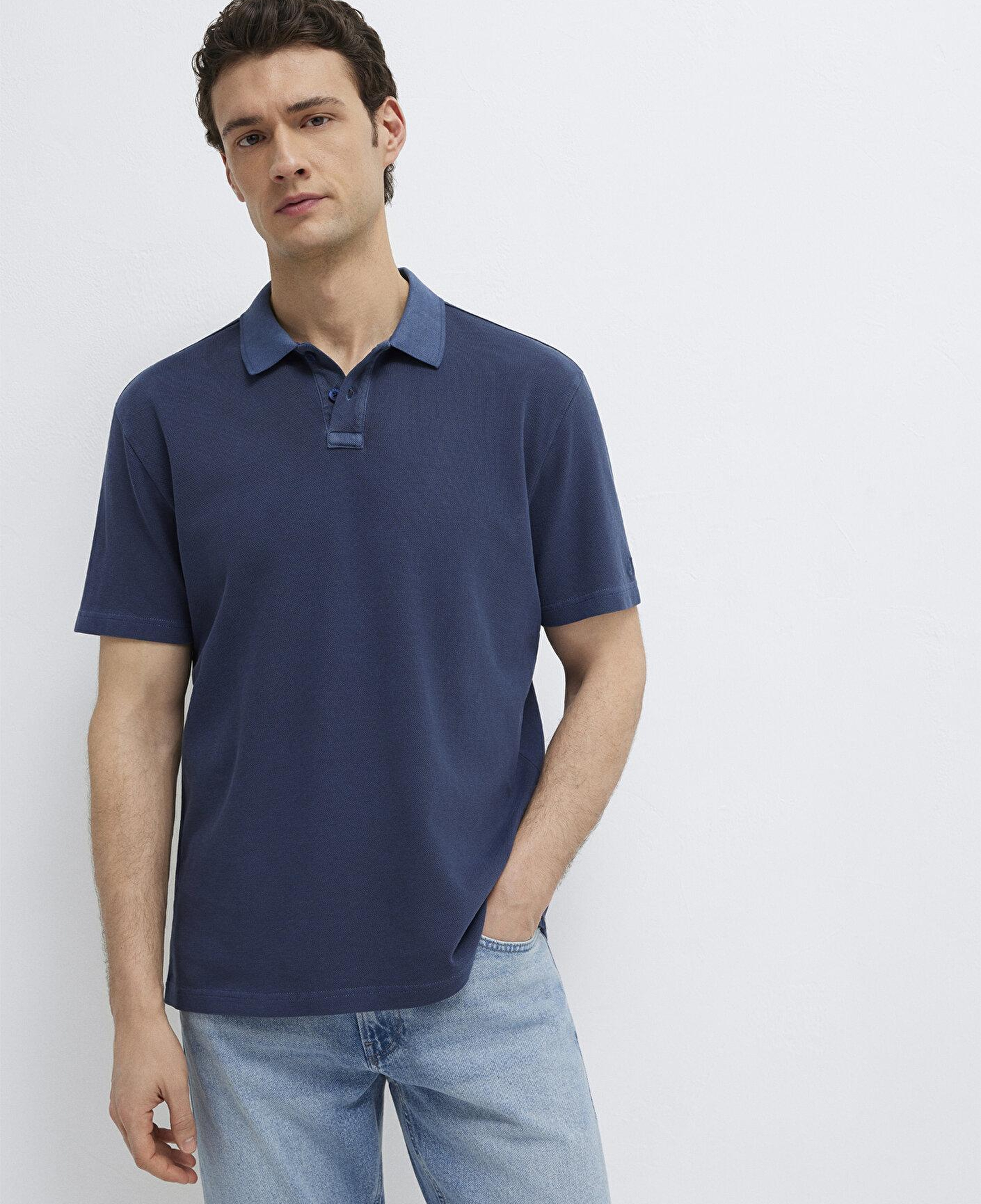 Mavi Lacivert Polo Tişört Loose Fit / Bol Rahat Kesim 0613311-70497