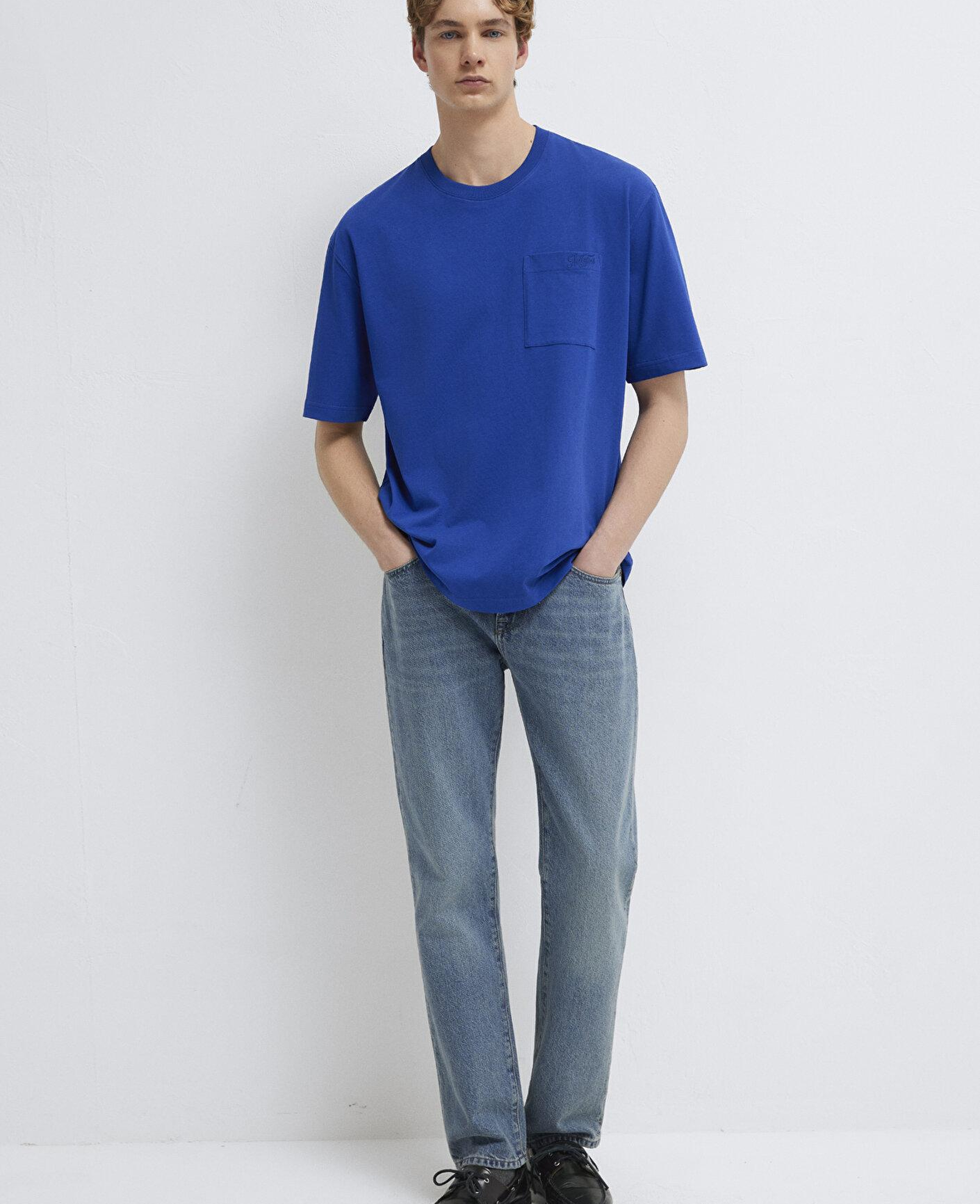 Mavi MVJNS Nakış Detaylı Mavi Tişört Relaxed Fit / Rahat Kesim 0613329-70907