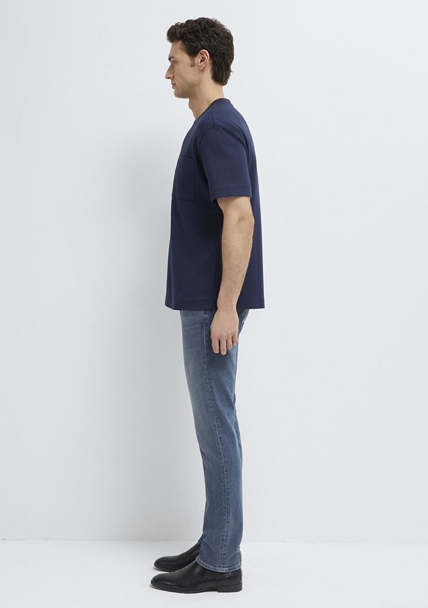 Mavi Lacivert Basic Tişört Loose Fit / Bol Rahat Kesim 0613339-86623