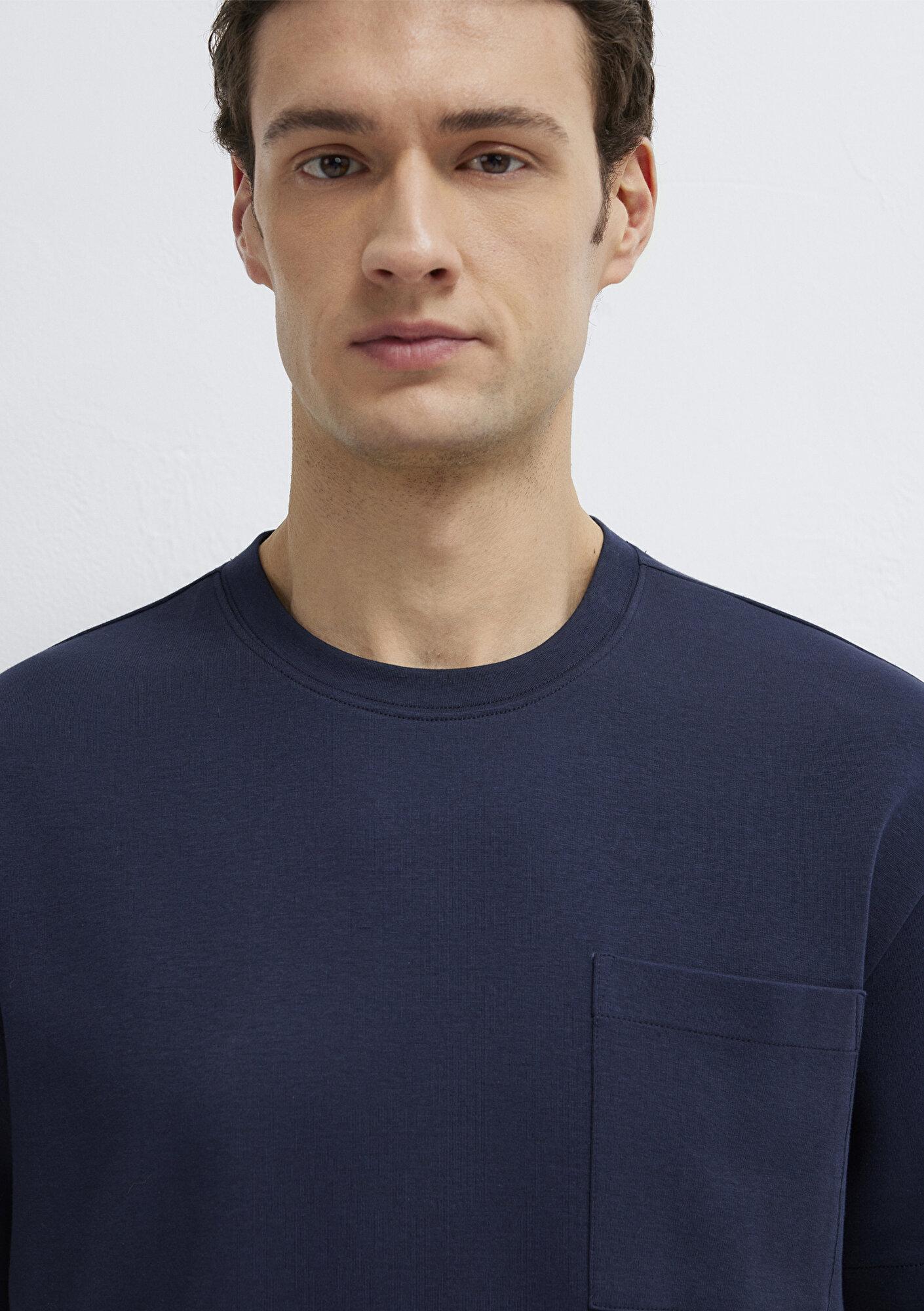 Mavi Lacivert Basic Tişört Loose Fit / Bol Rahat Kesim 0613339-86623