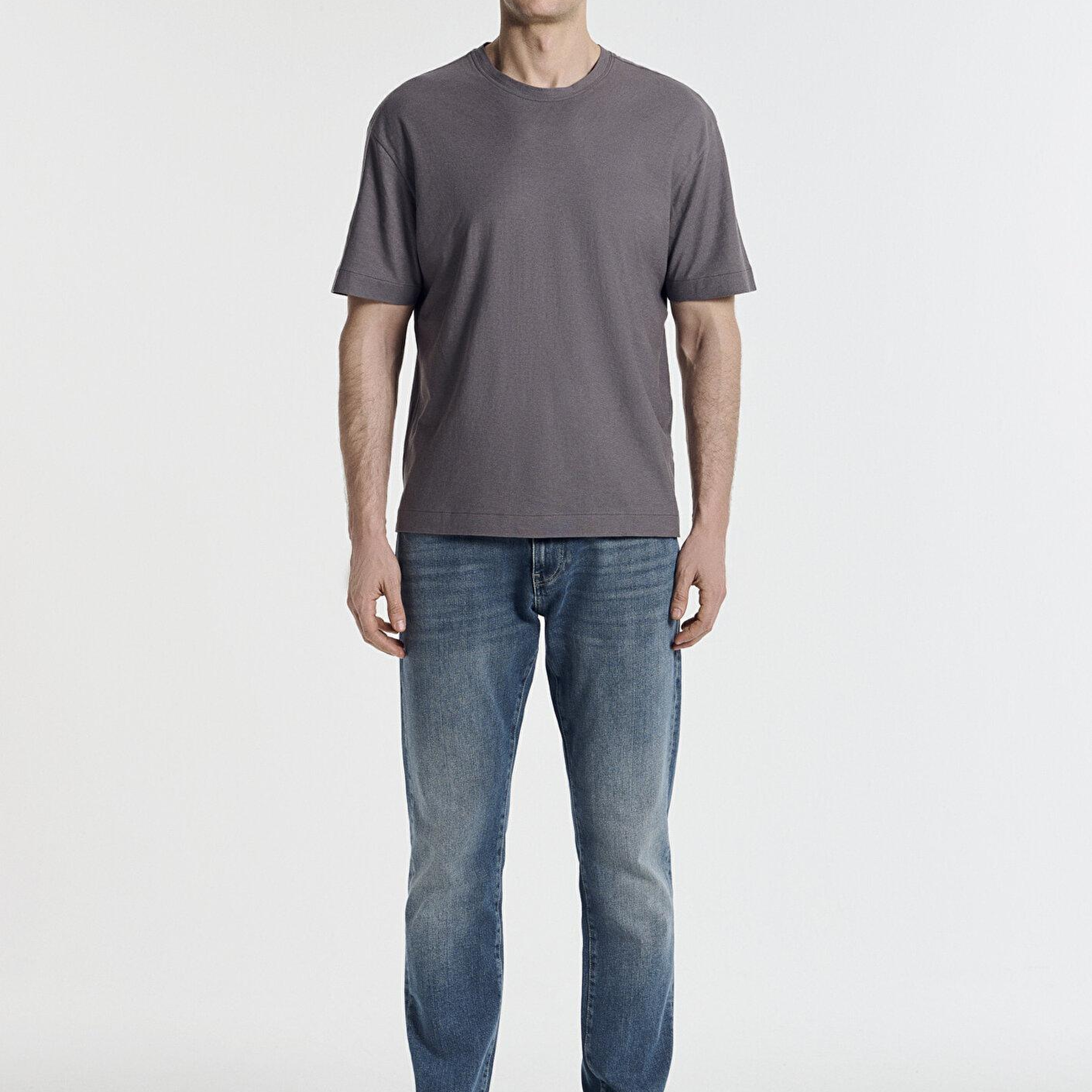 Mavi Antrasit Basic Tişört Loose Fit / Bol Rahat Kesim 0613338-90721