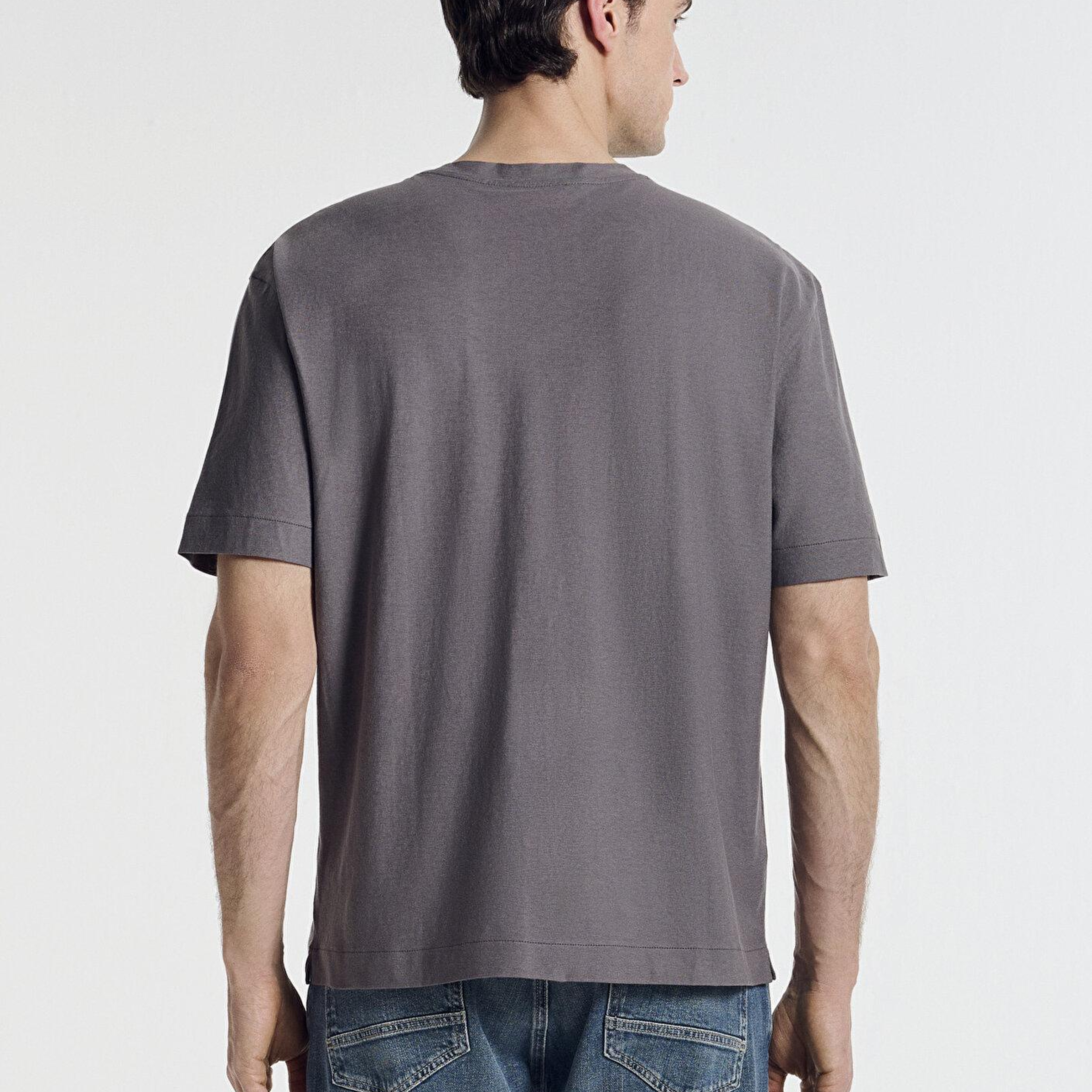 Mavi Antrasit Basic Tişört Loose Fit / Bol Rahat Kesim 0613338-90721