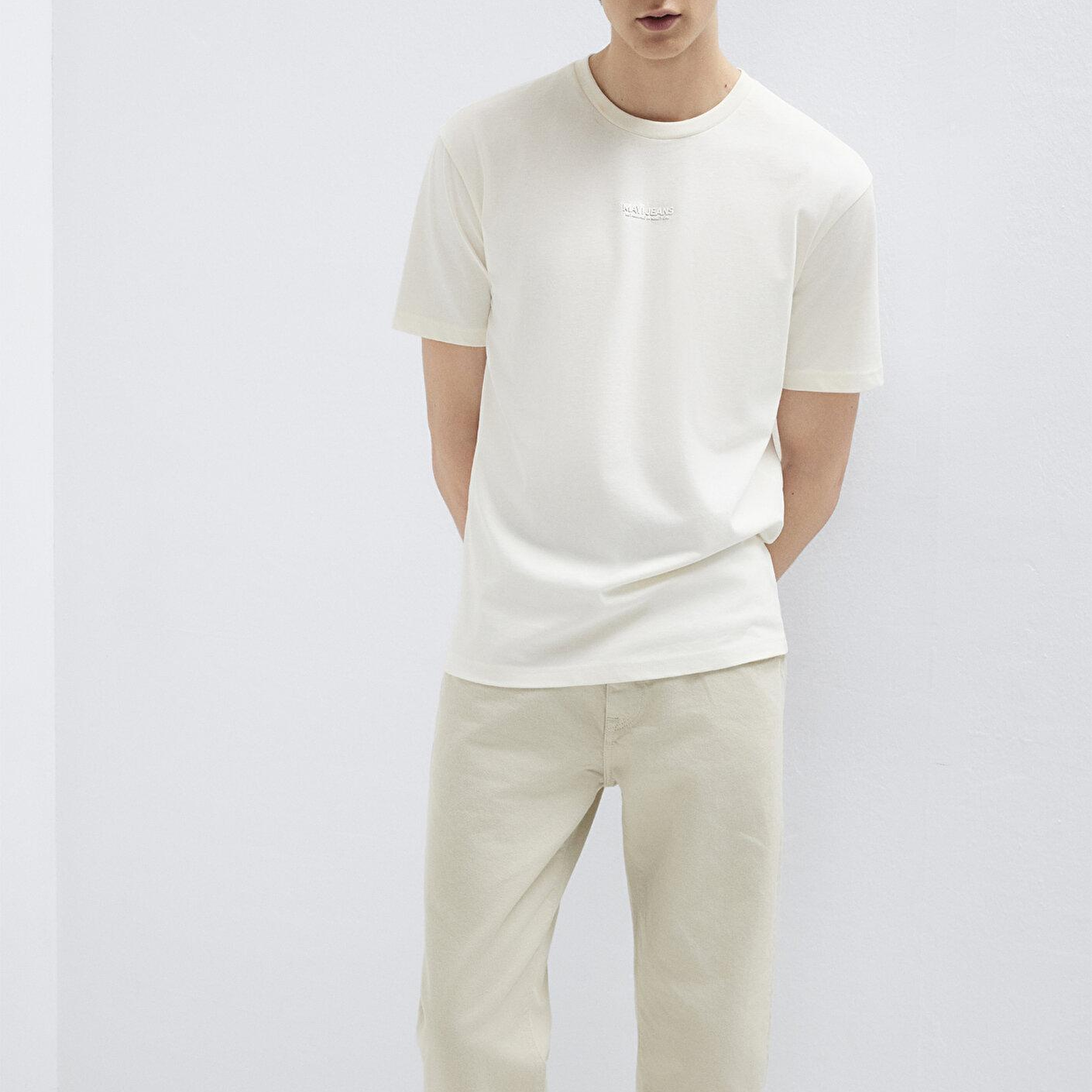 Mavi Mavi Jeans Baskılı Ekru Tişört Loose Fit / Bol Rahat Kesim 0613348-80194