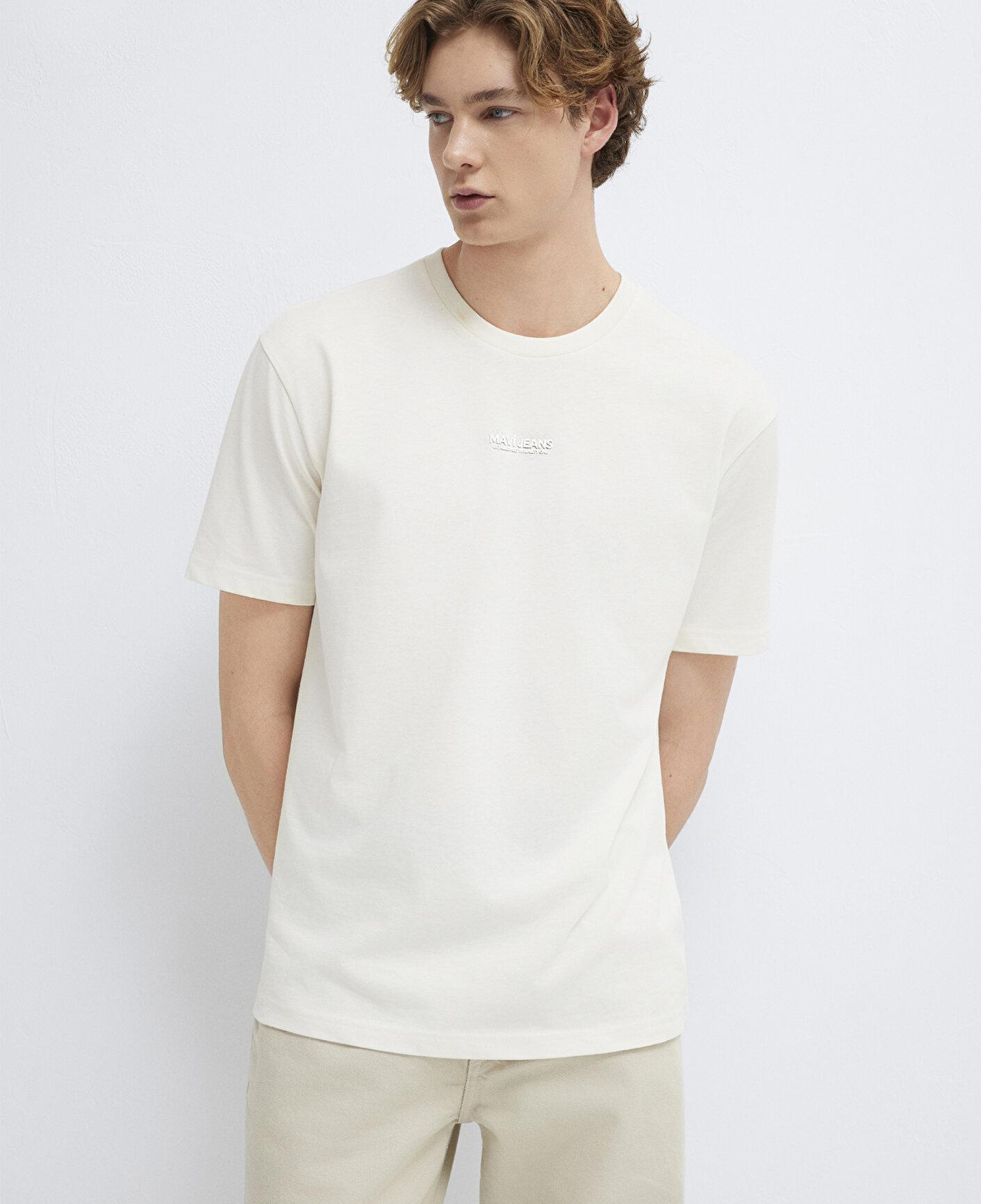Mavi Mavi Jeans Baskılı Ekru Tişört Loose Fit / Bol Rahat Kesim 0613348-80194