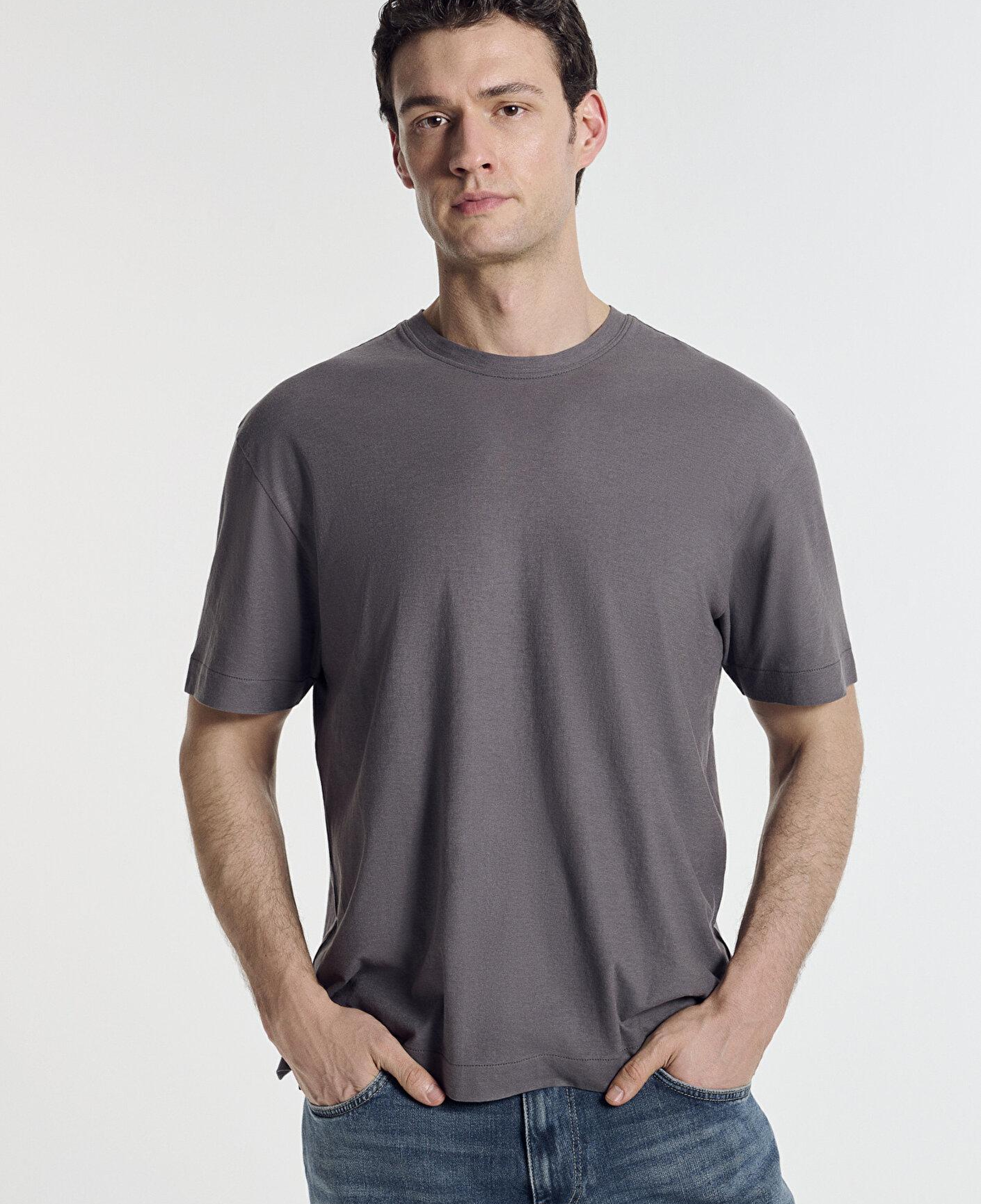 Mavi Antrasit Basic Tişört Loose Fit / Bol Rahat Kesim 0613338-90721