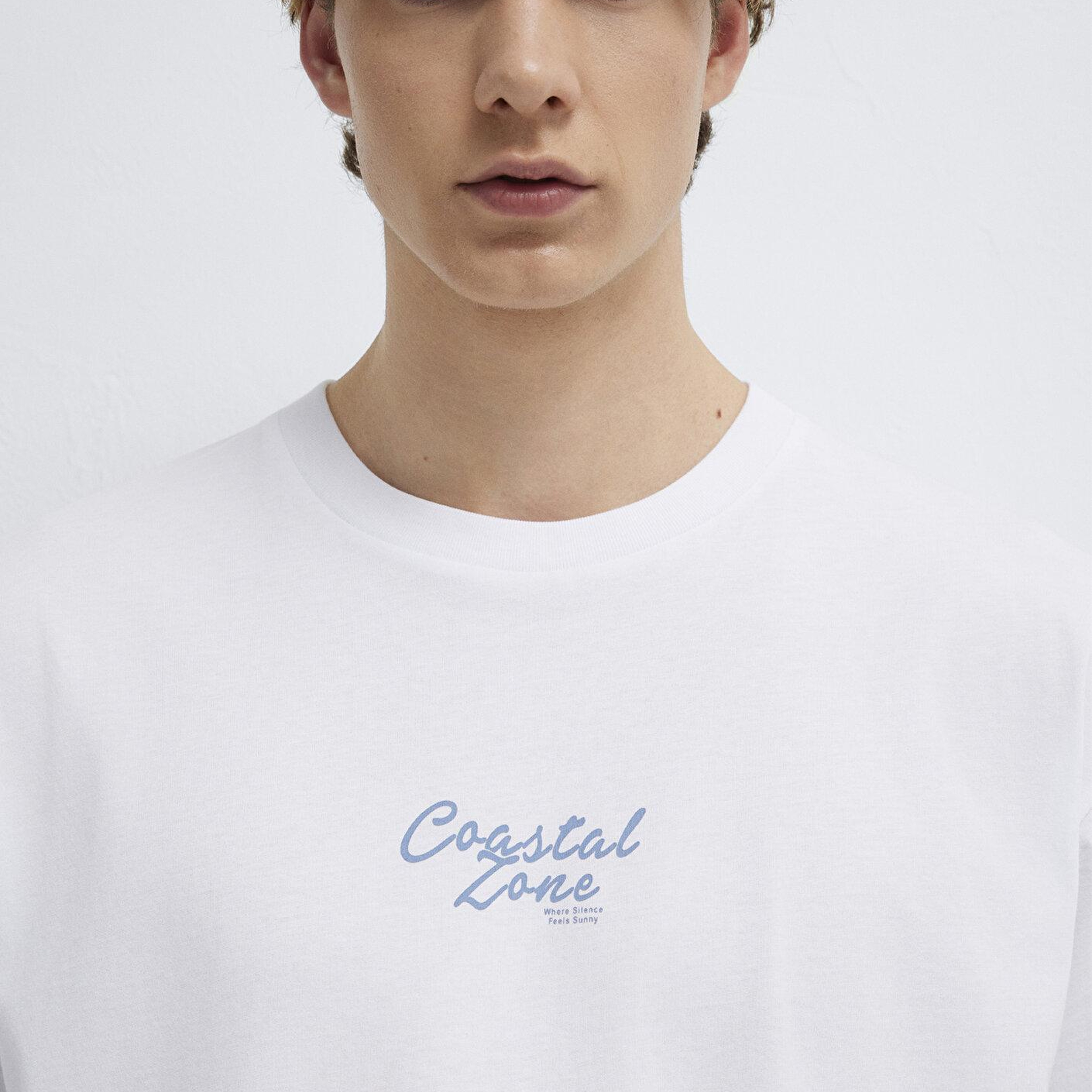 Mavi Baskılı Beyaz Tişört Relaxed Fit / Rahat Kesim 0613290-620