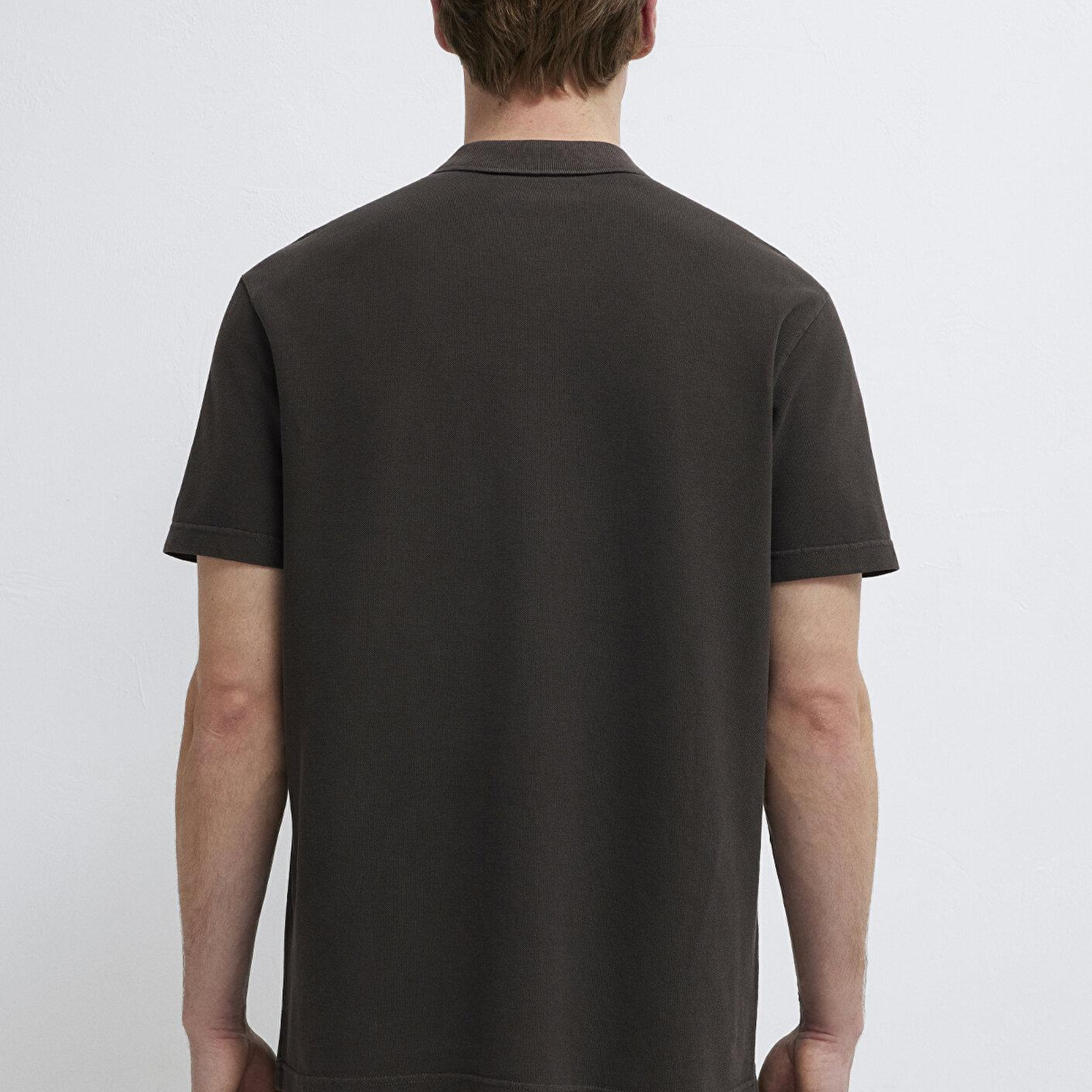 Mavi Kahverengi Polo Tişört Loose Fit / Bol Rahat Kesim 0613311-70219