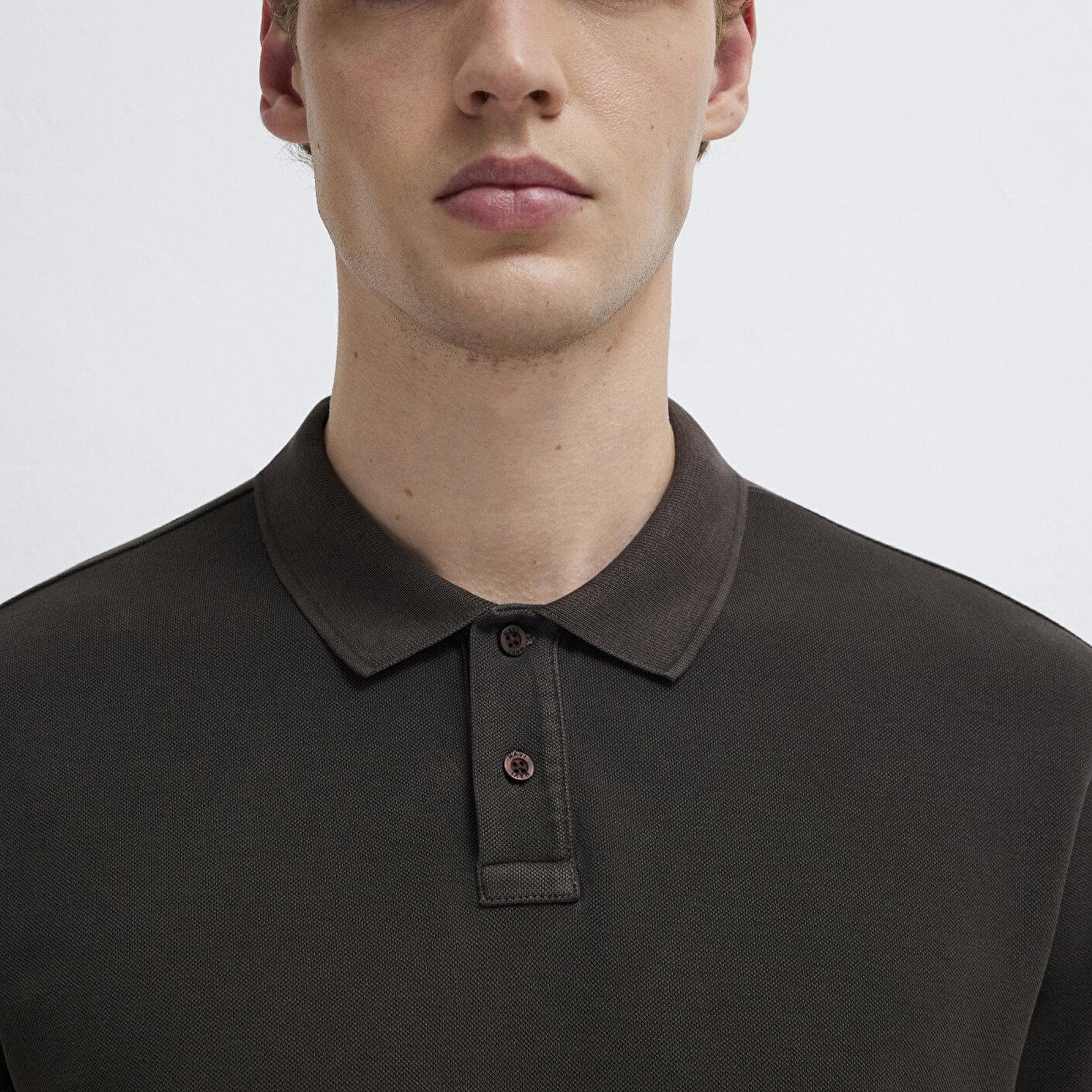 Mavi Kahverengi Polo Tişört Loose Fit / Bol Rahat Kesim 0613311-70219