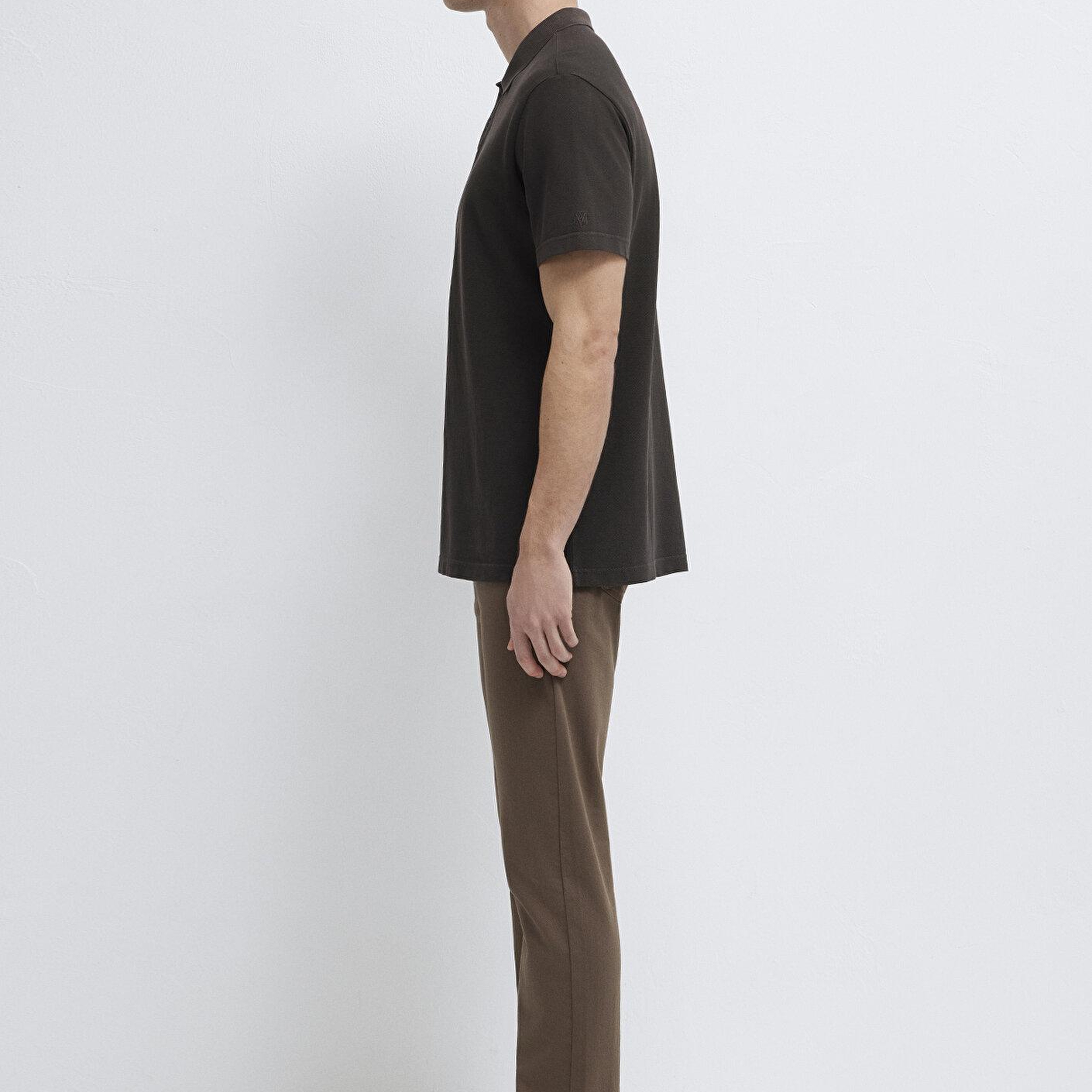 Mavi Kahverengi Polo Tişört Loose Fit / Bol Rahat Kesim 0613311-70219