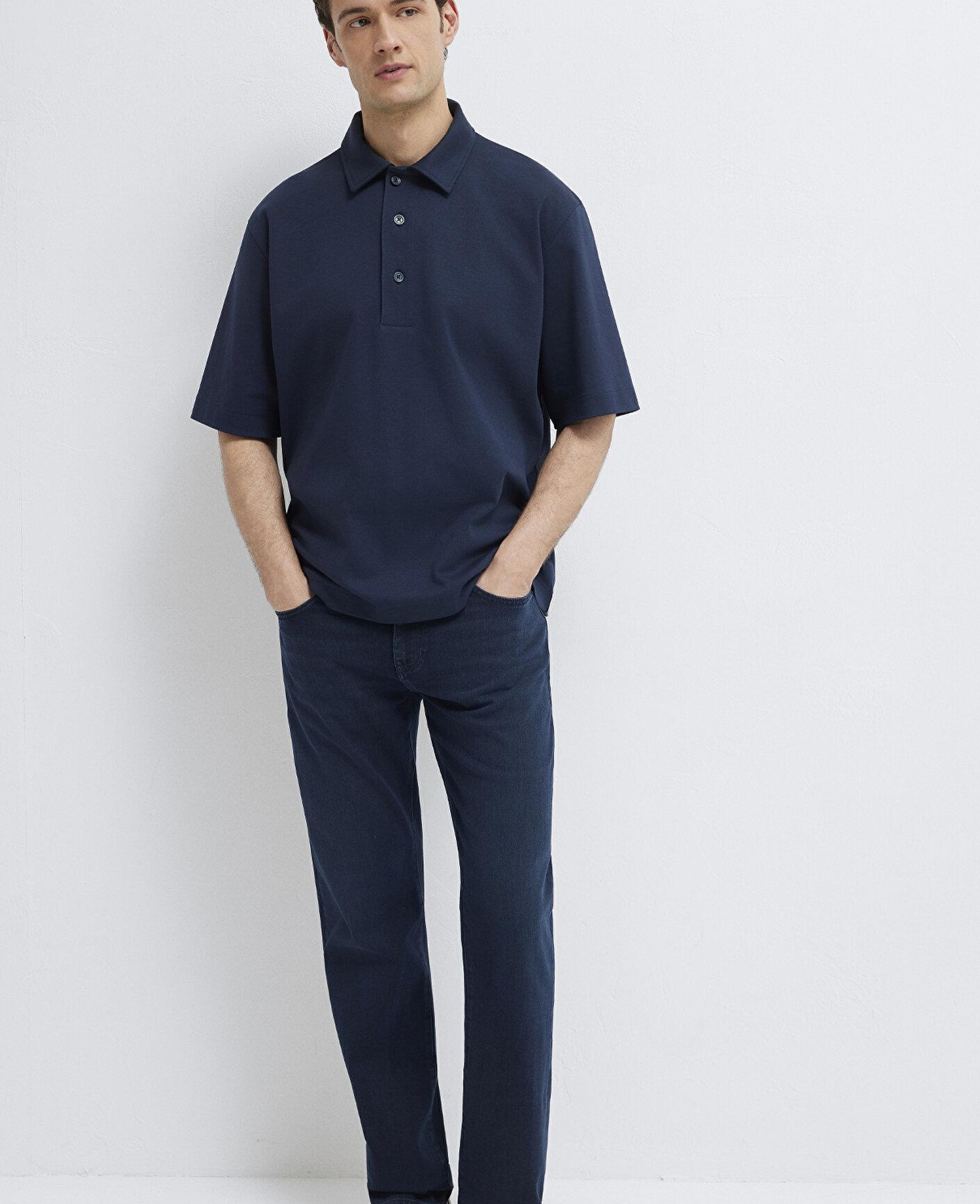 Mavi Lacivert Polo Tişört Loose Fit / Bol Rahat Kesim 0613344-86623