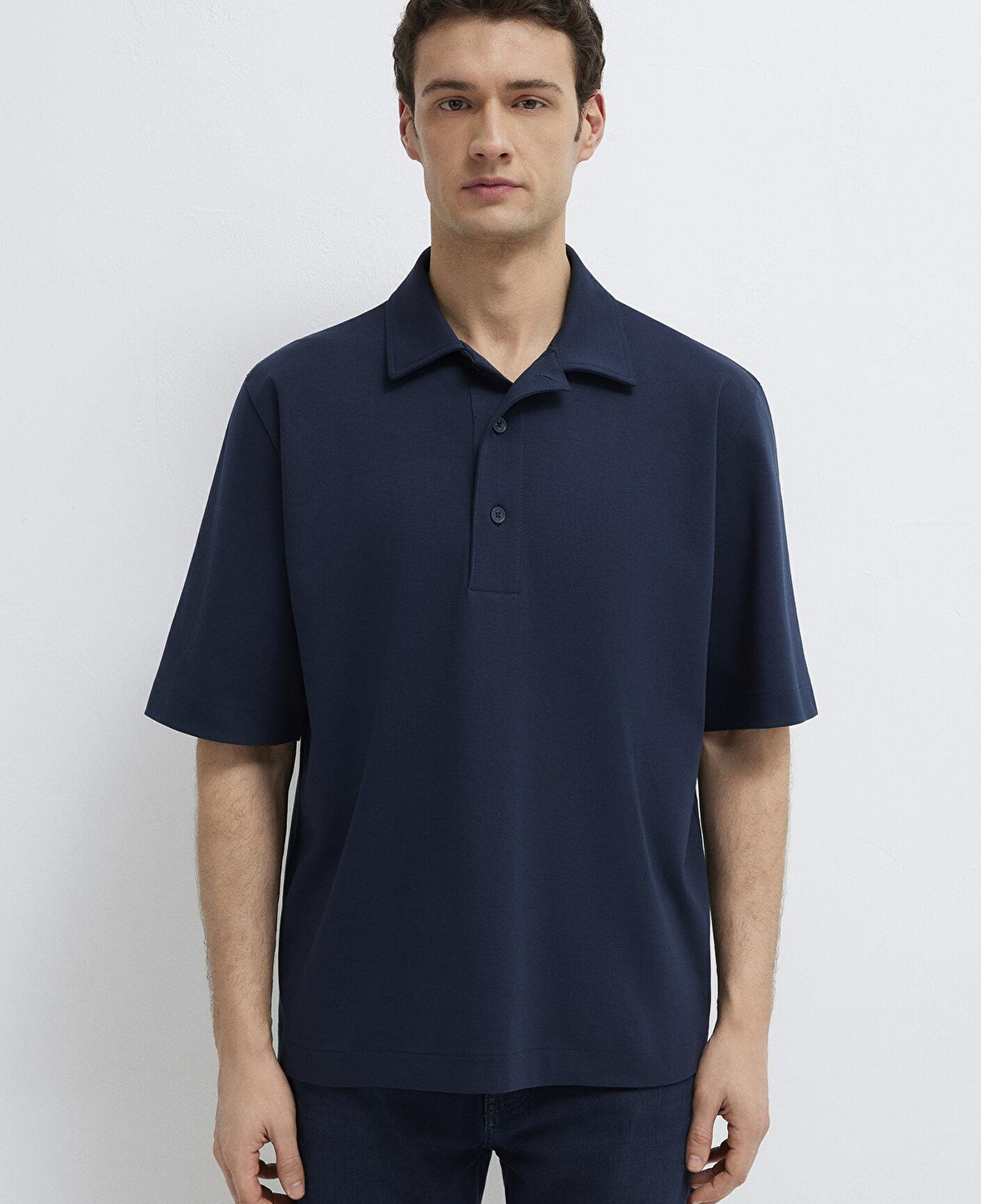 Mavi Lacivert Polo Tişört Loose Fit / Bol Rahat Kesim 0613344-86623