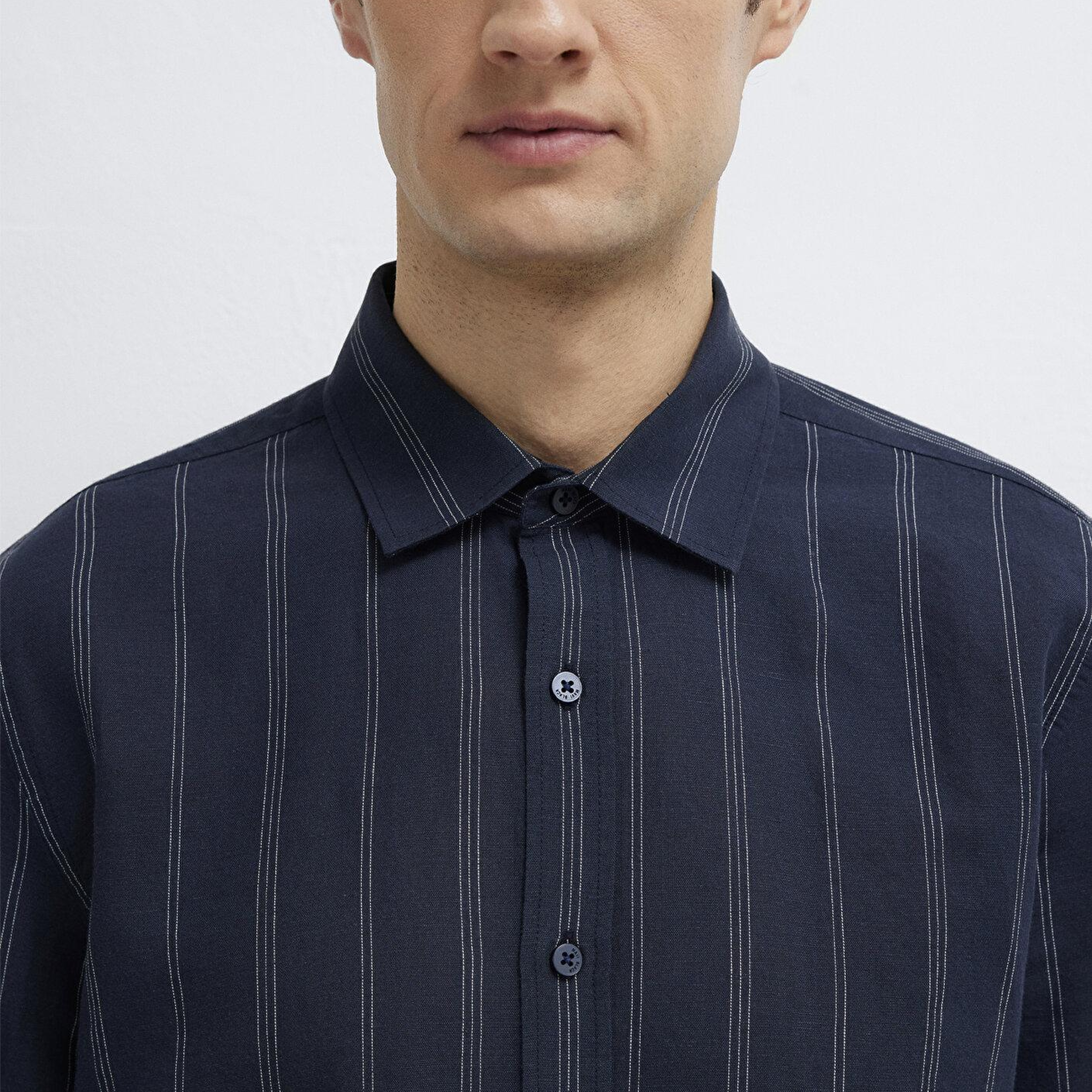 Mavi Keten Karışımlı Lacivert Gömlek Regular Fit / Normal Kesim 0211979-91592