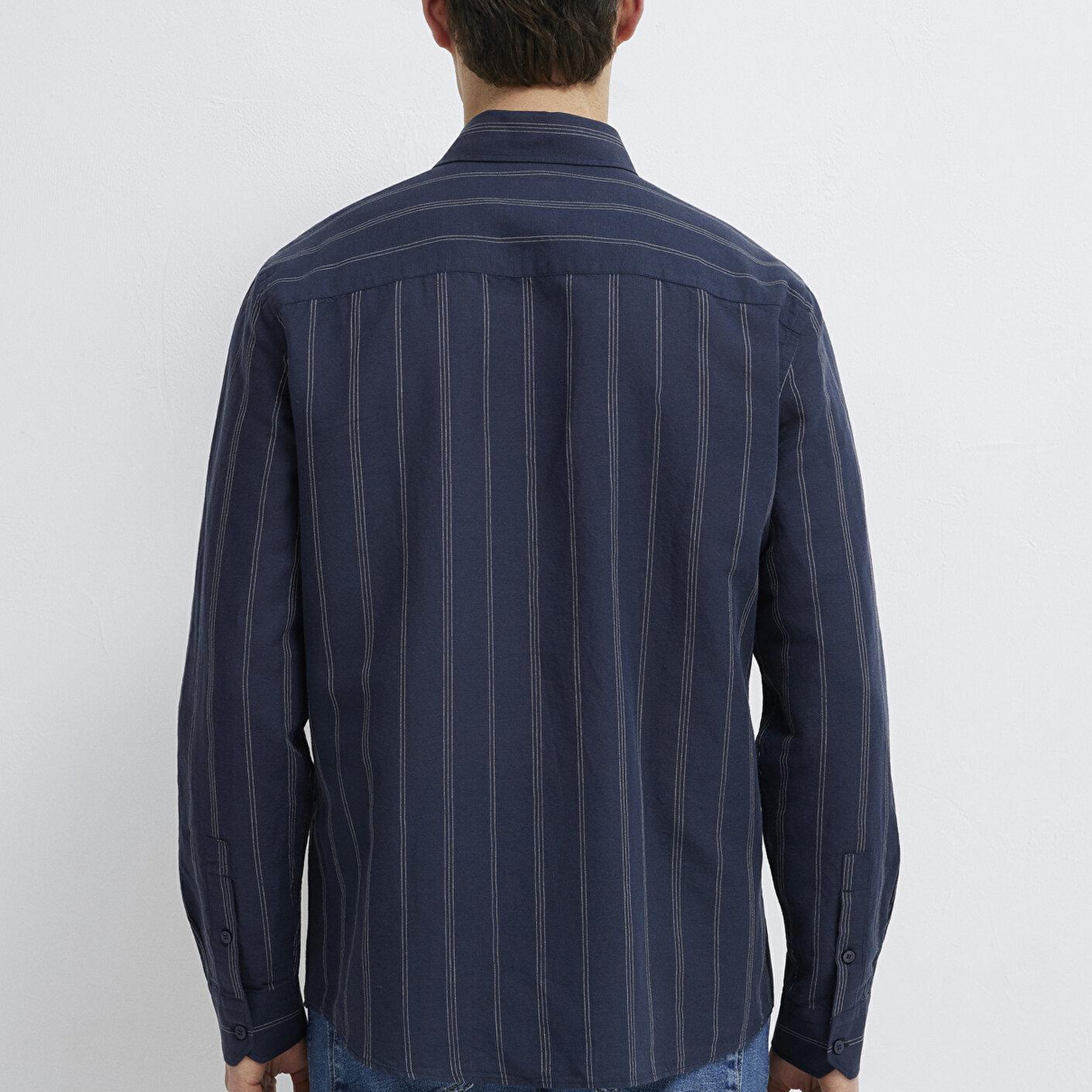 Mavi Keten Karışımlı Lacivert Gömlek Regular Fit / Normal Kesim 0211979-91592