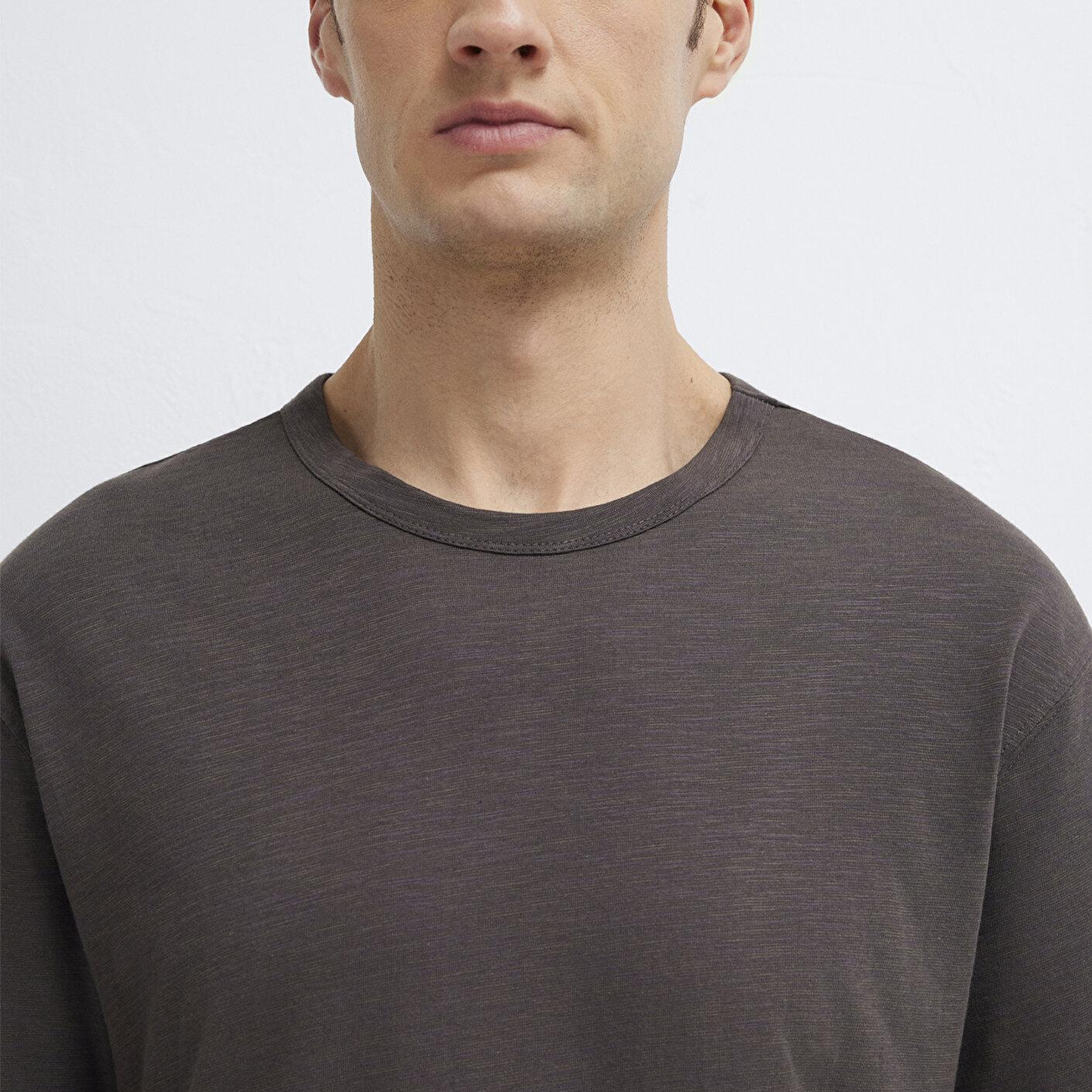 Mavi Kahverengi Basic Tişört Loose Fit / Bol Rahat Kesim 0613460-70219