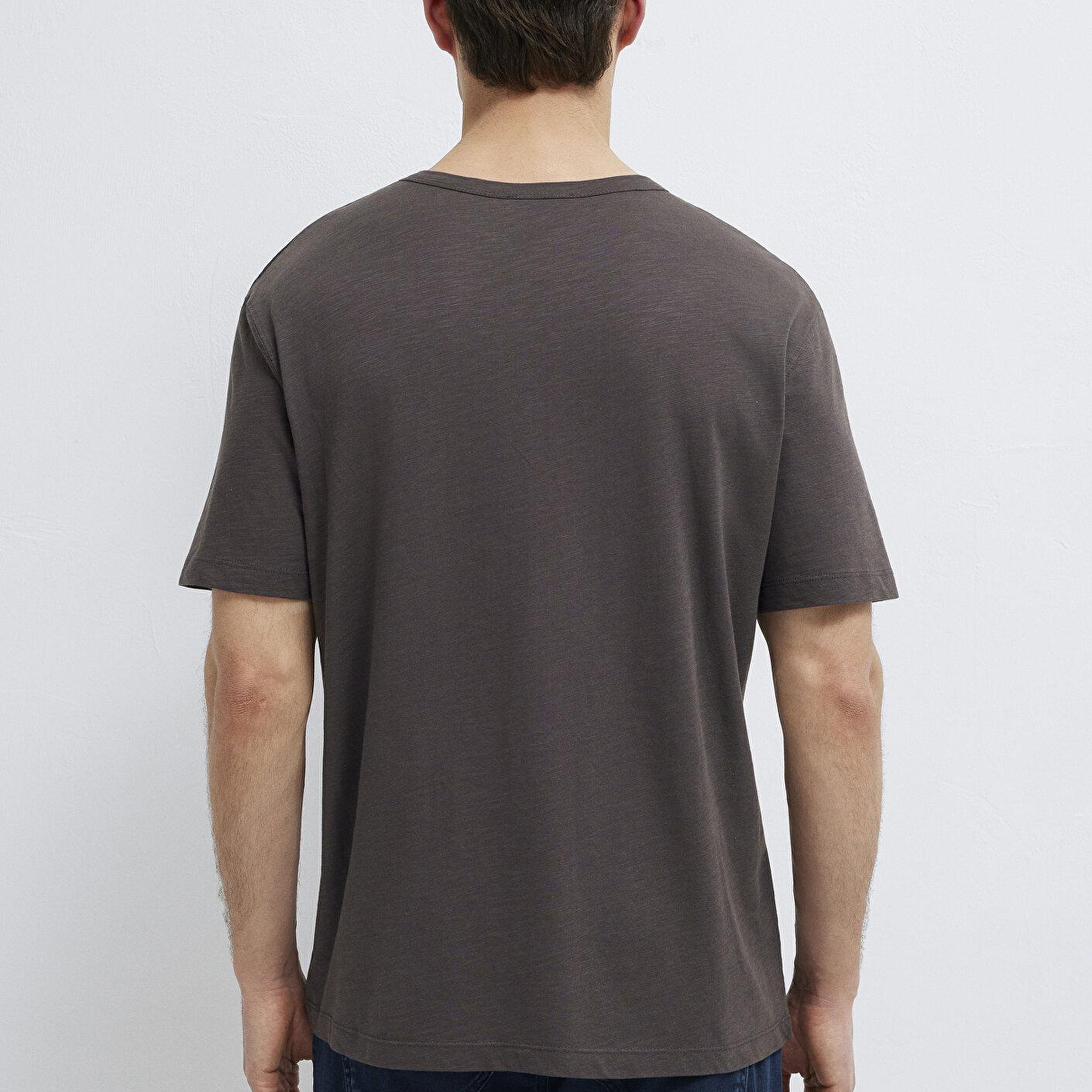 Mavi Kahverengi Basic Tişört Loose Fit / Bol Rahat Kesim 0613460-70219