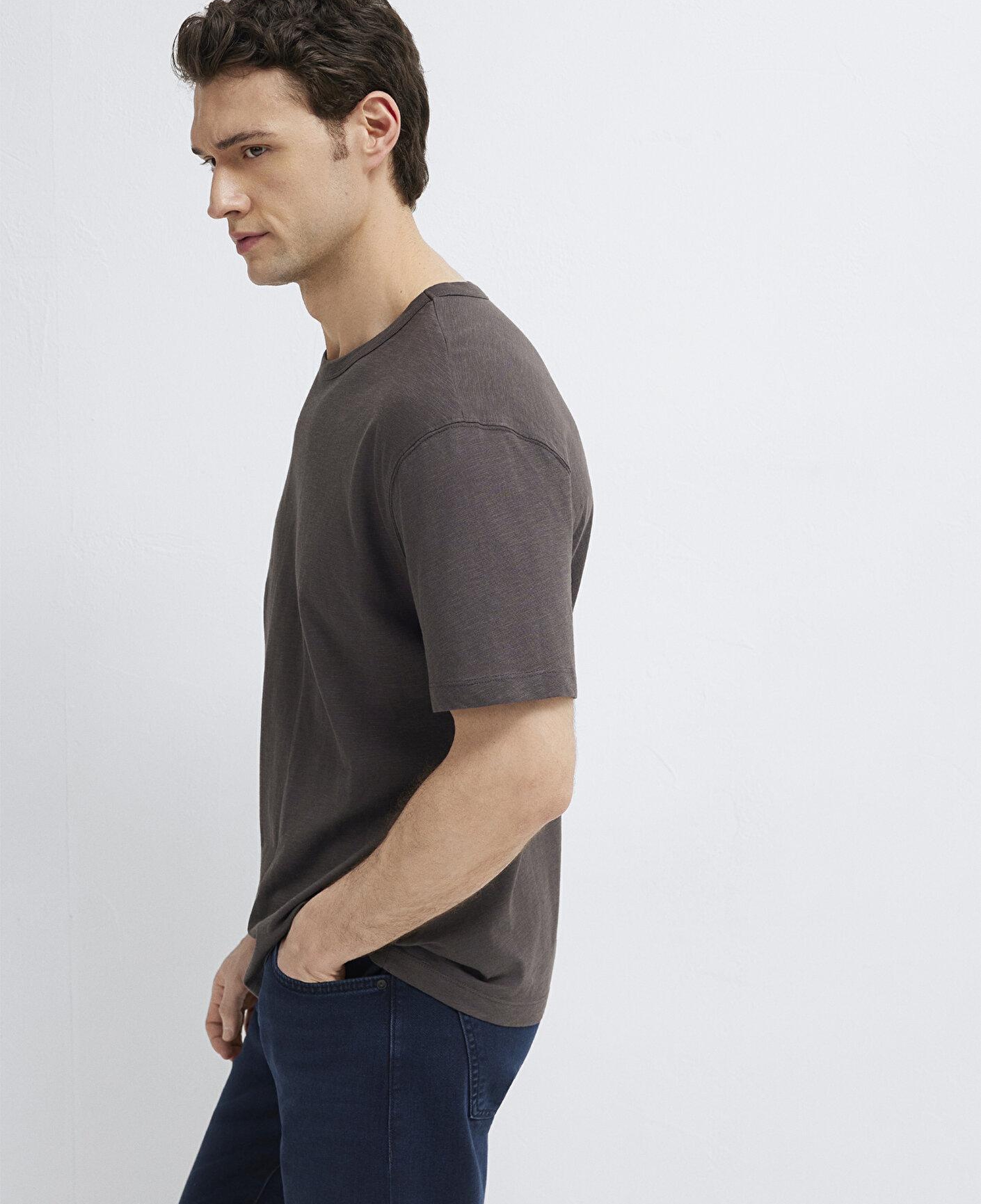 Mavi Kahverengi Basic Tişört Loose Fit / Bol Rahat Kesim 0613460-70219