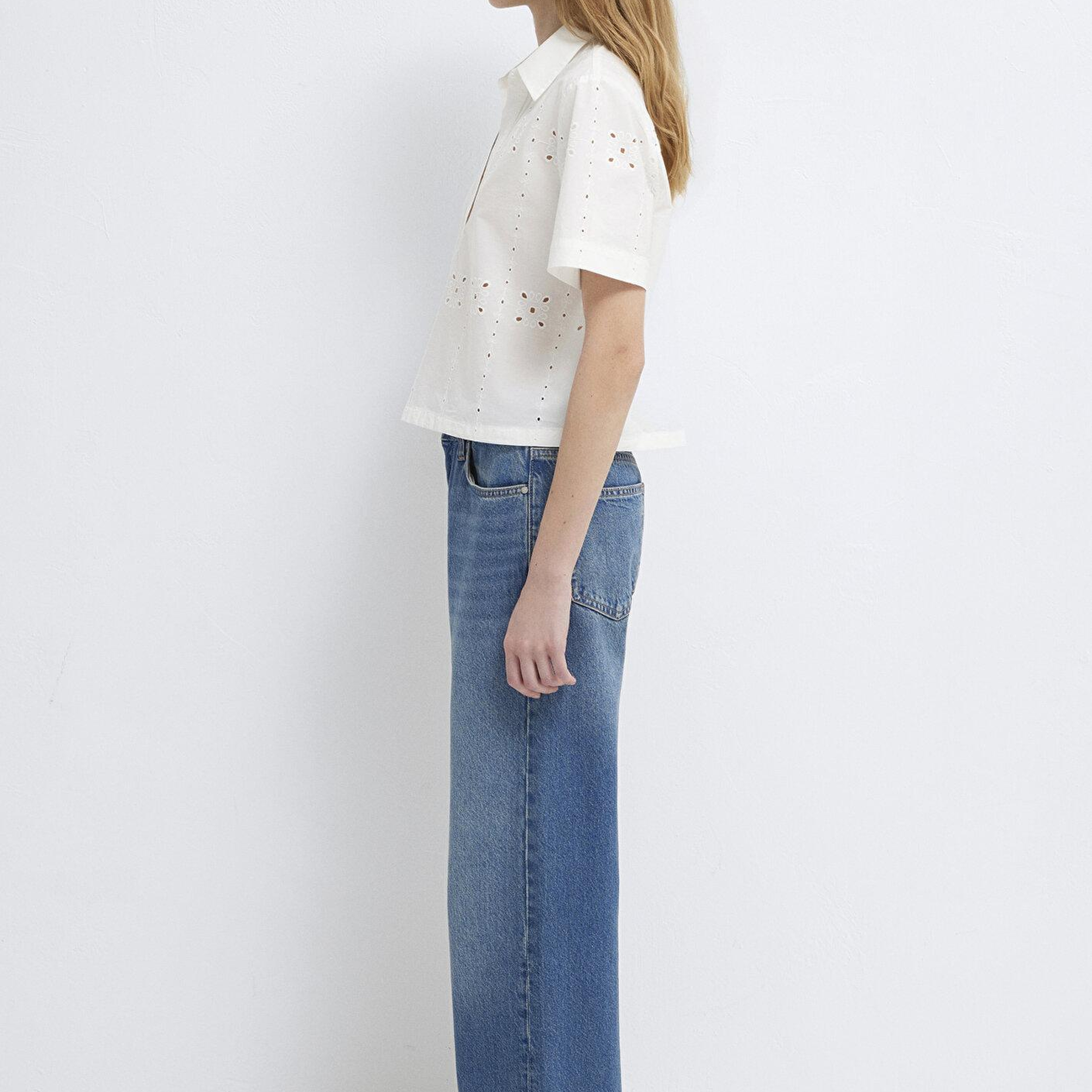 Mavi Nakış Detaylı Ekru Bluz 1211476-70057