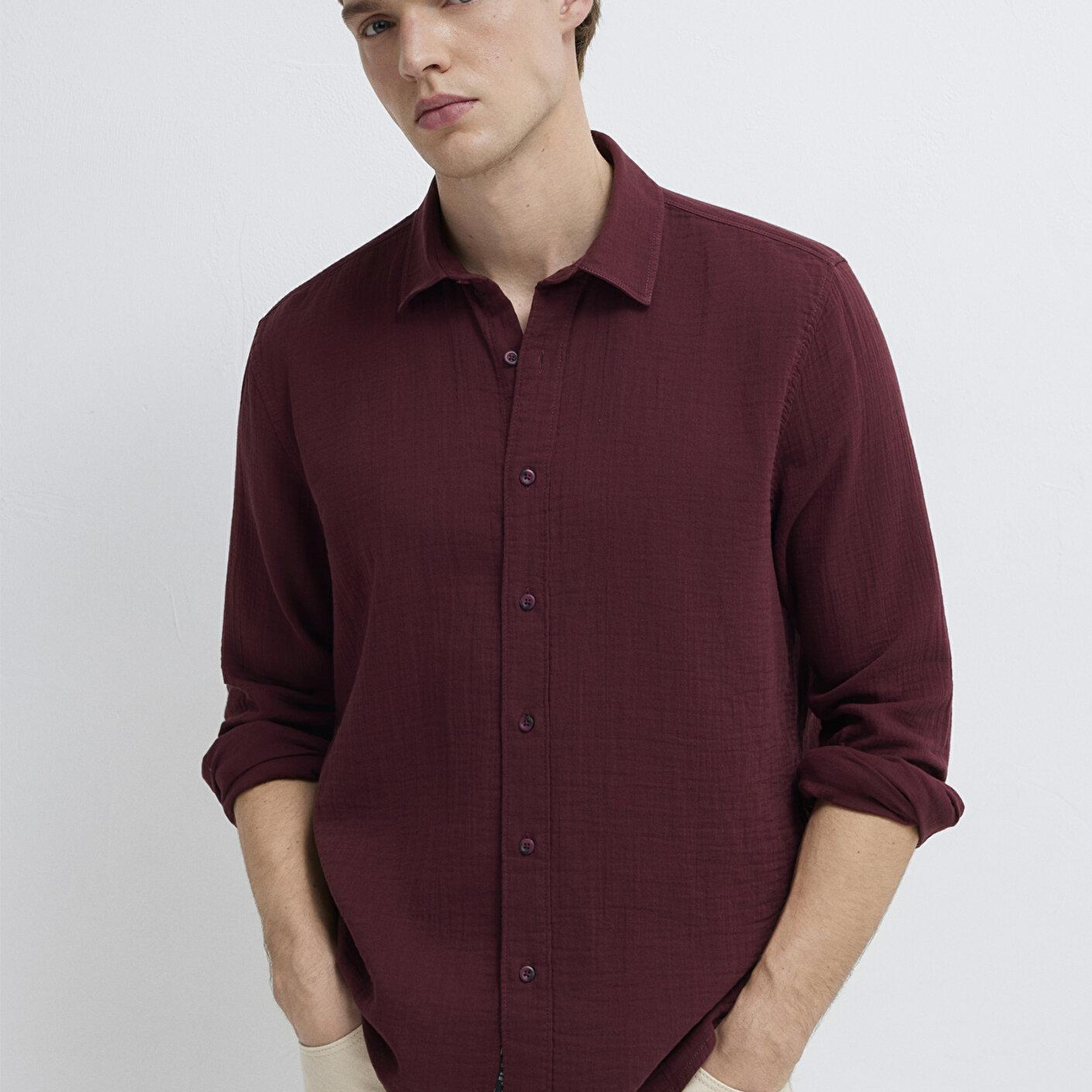 Mavi Bordo Gömlek Regular Fit / Normal Kesim 0211518-70426